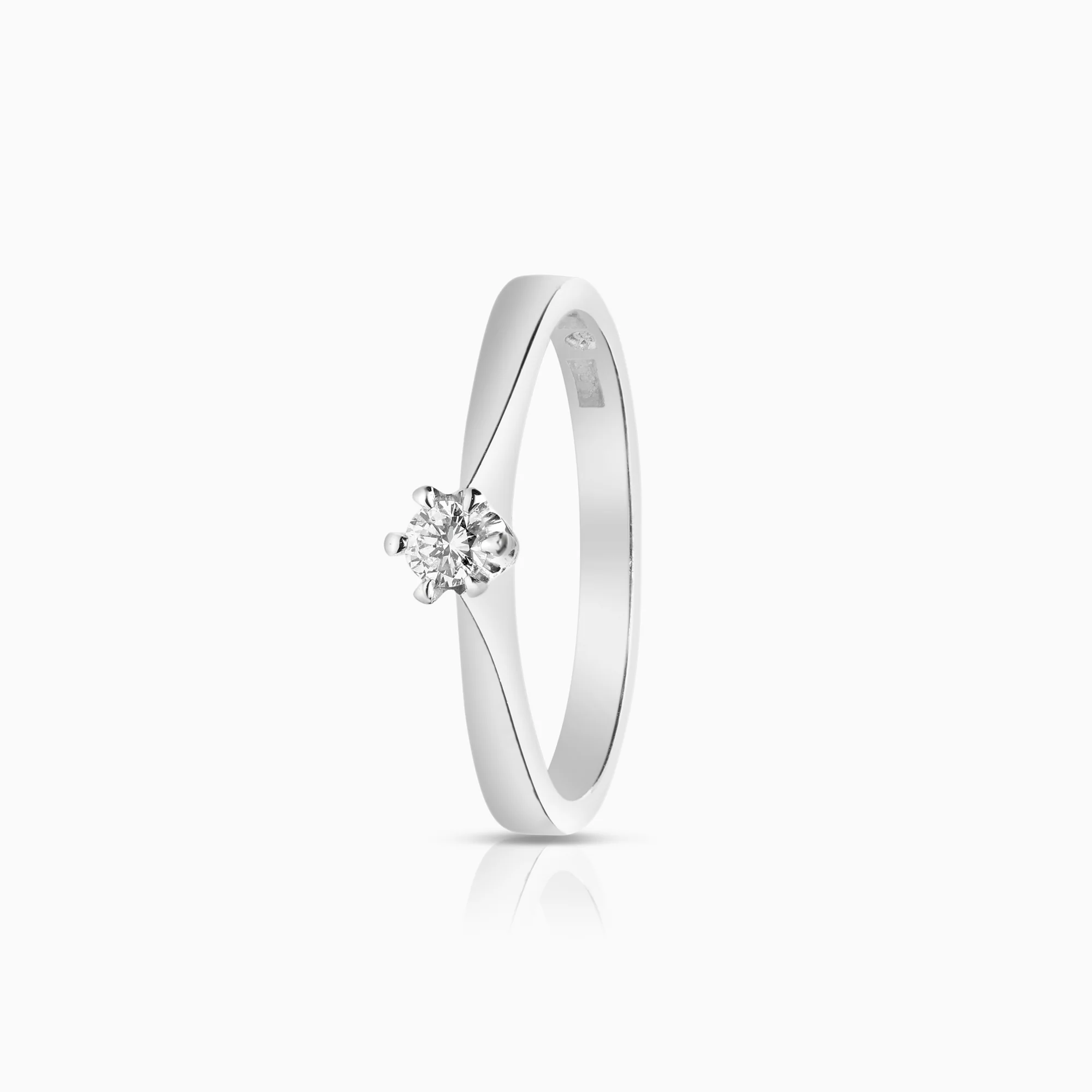 Solitaire ring 0.08ct 18K white gold