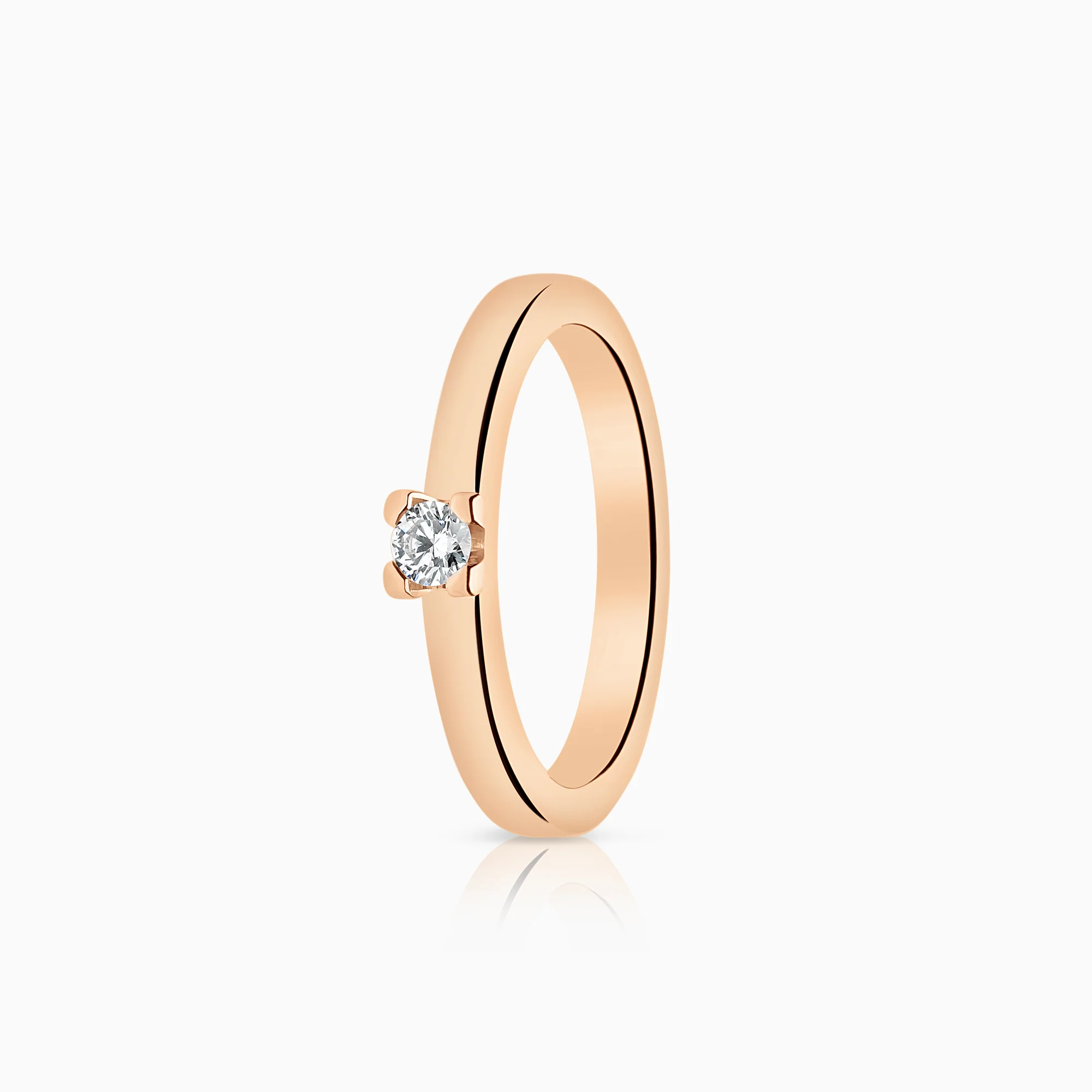 Solitaire ring 0.10ct 18K rose gold