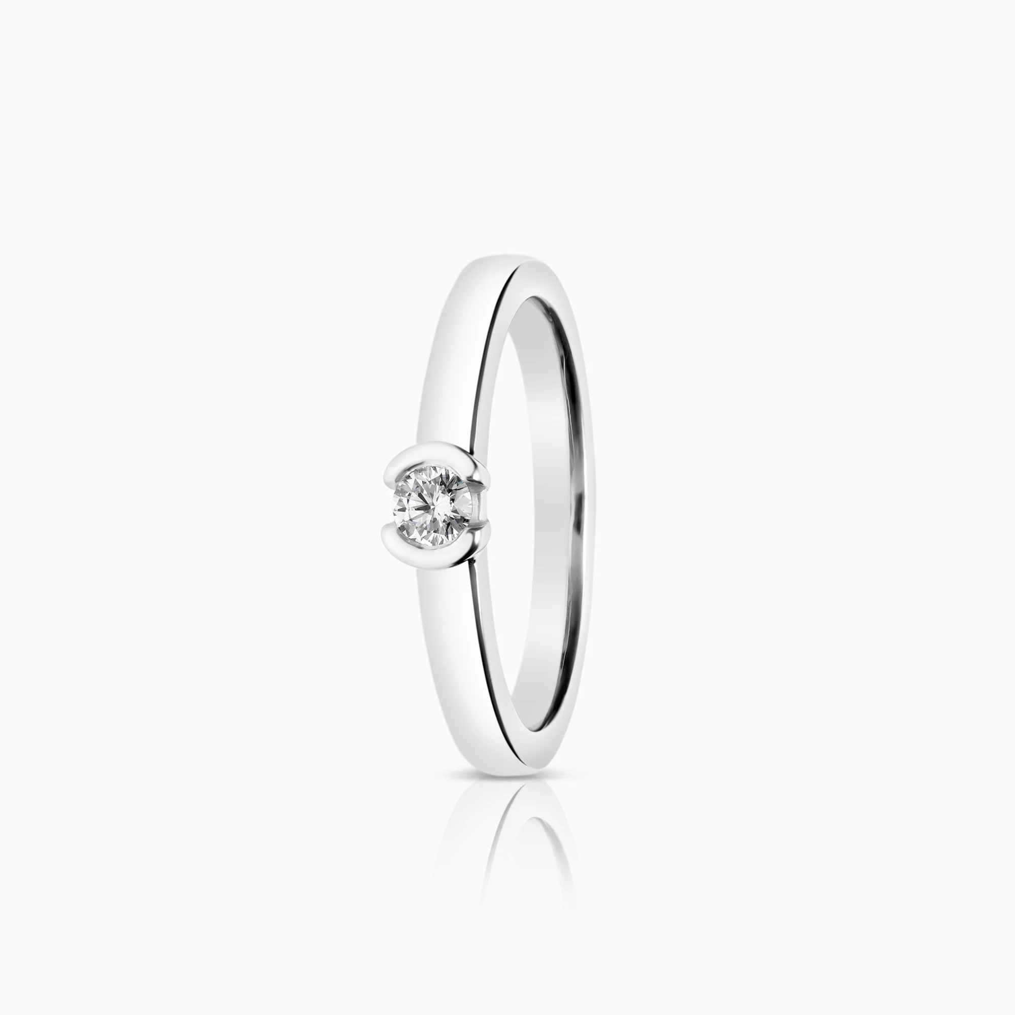 Solitaire ring 0.10ct 18K white gold
