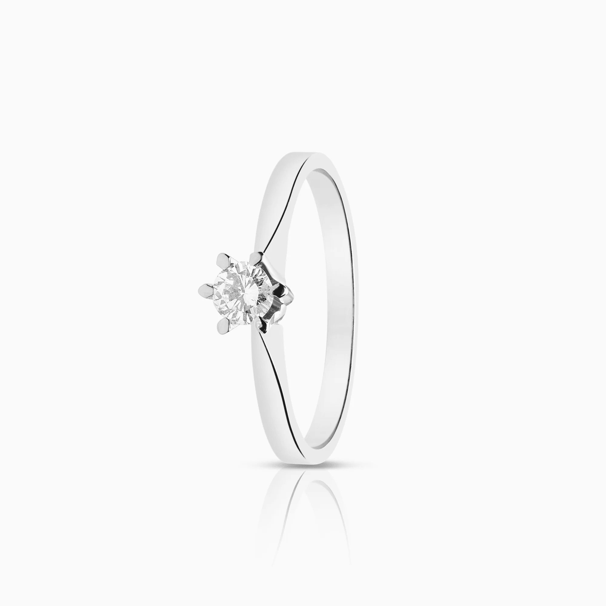 Solitaire ring 0.17ct 18K white gold