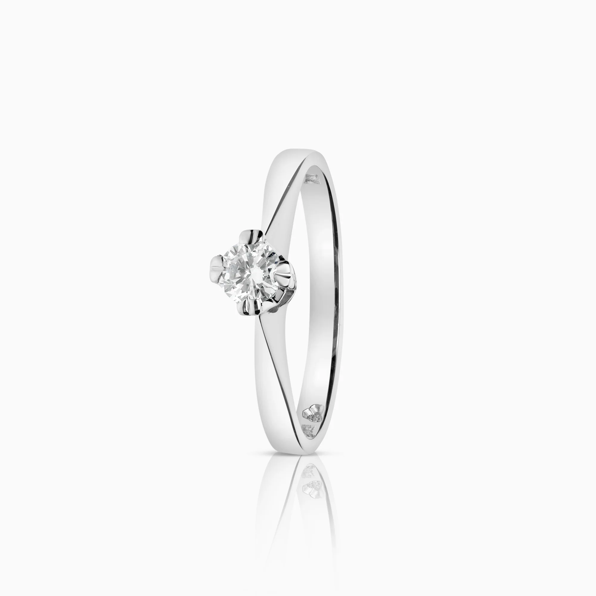 Solitaire ring 0.17ct 18K white gold