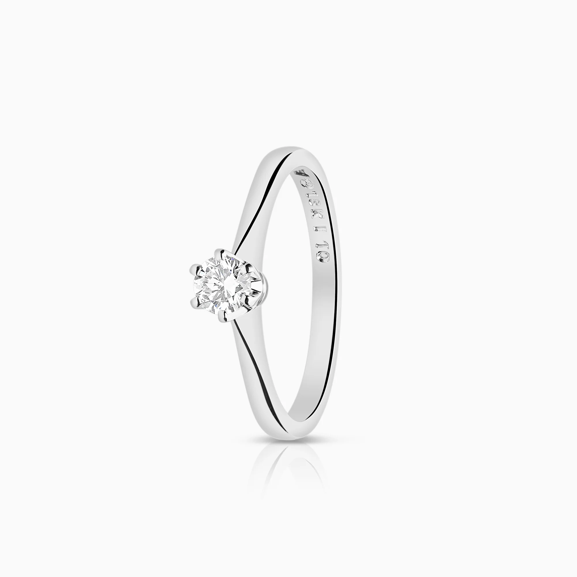 Solitaire ring 0.17ct 18K white gold