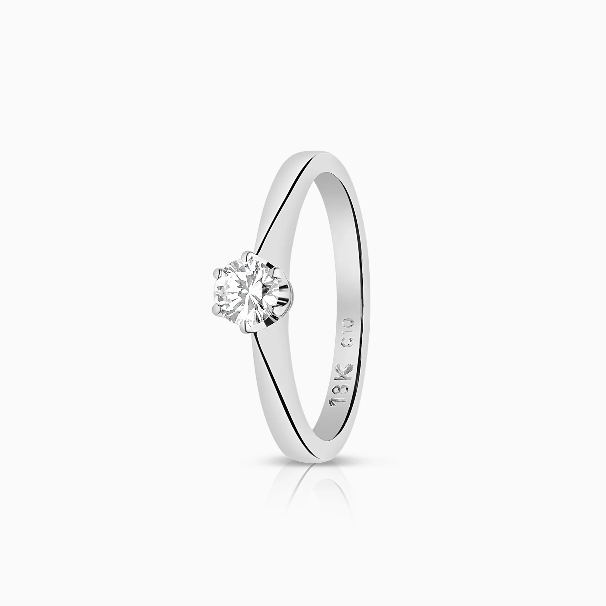 Solitaire ring 0.19ct 18K white gold