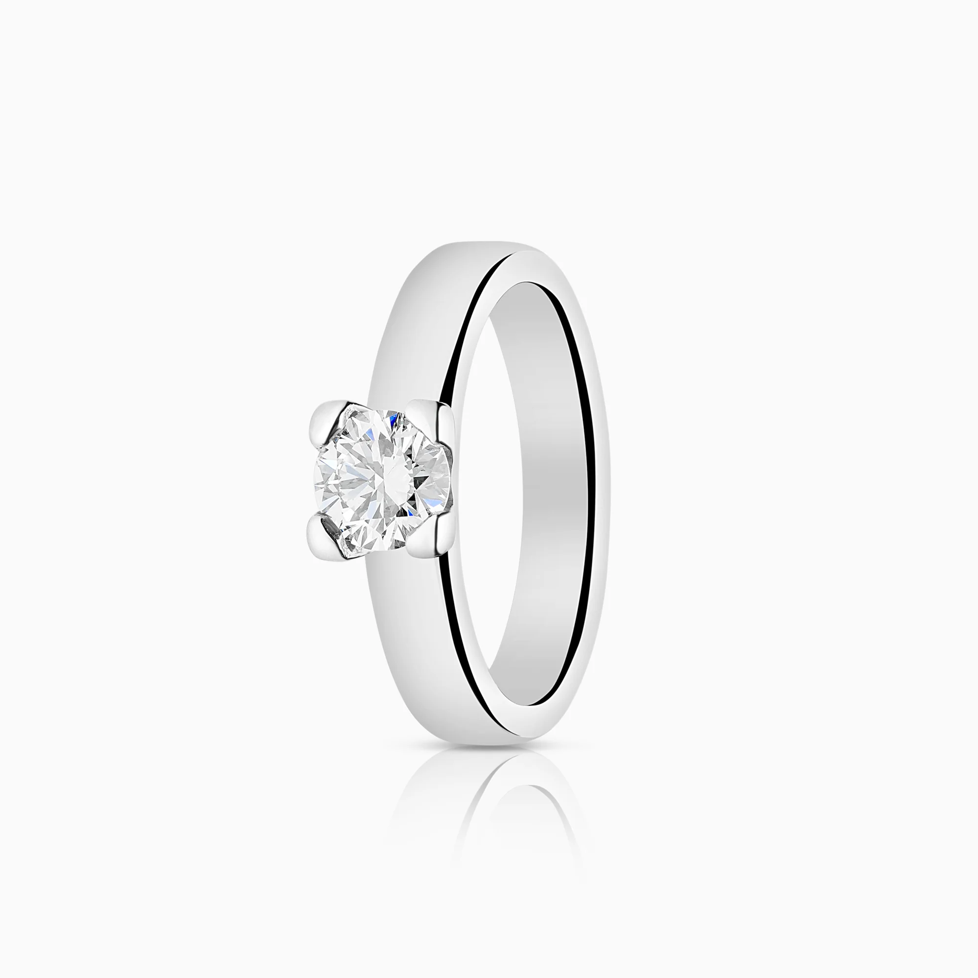 Solitaire ring 0.51ct 18K white gold
