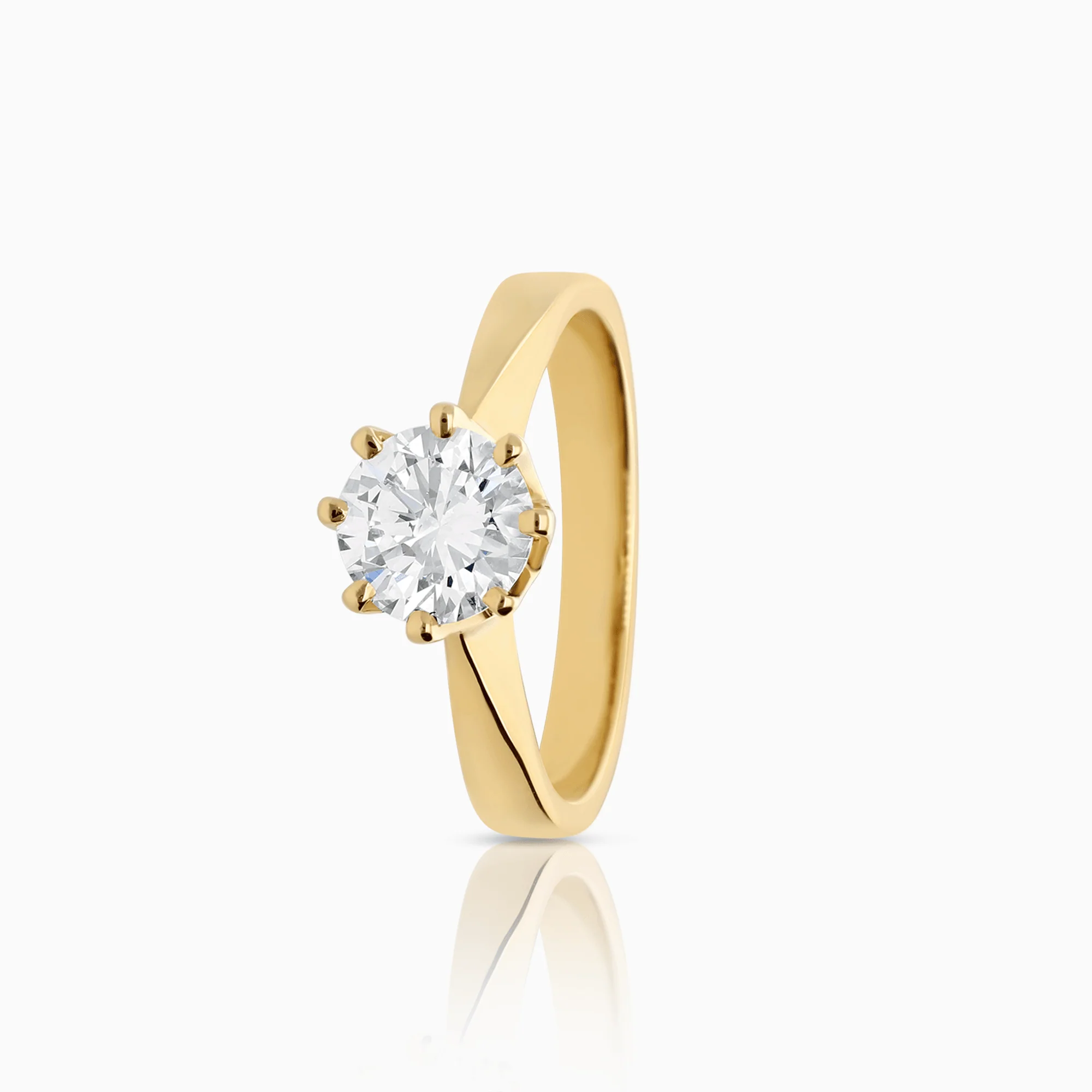 Solitaire ring 0.96ct 18K yellow gold