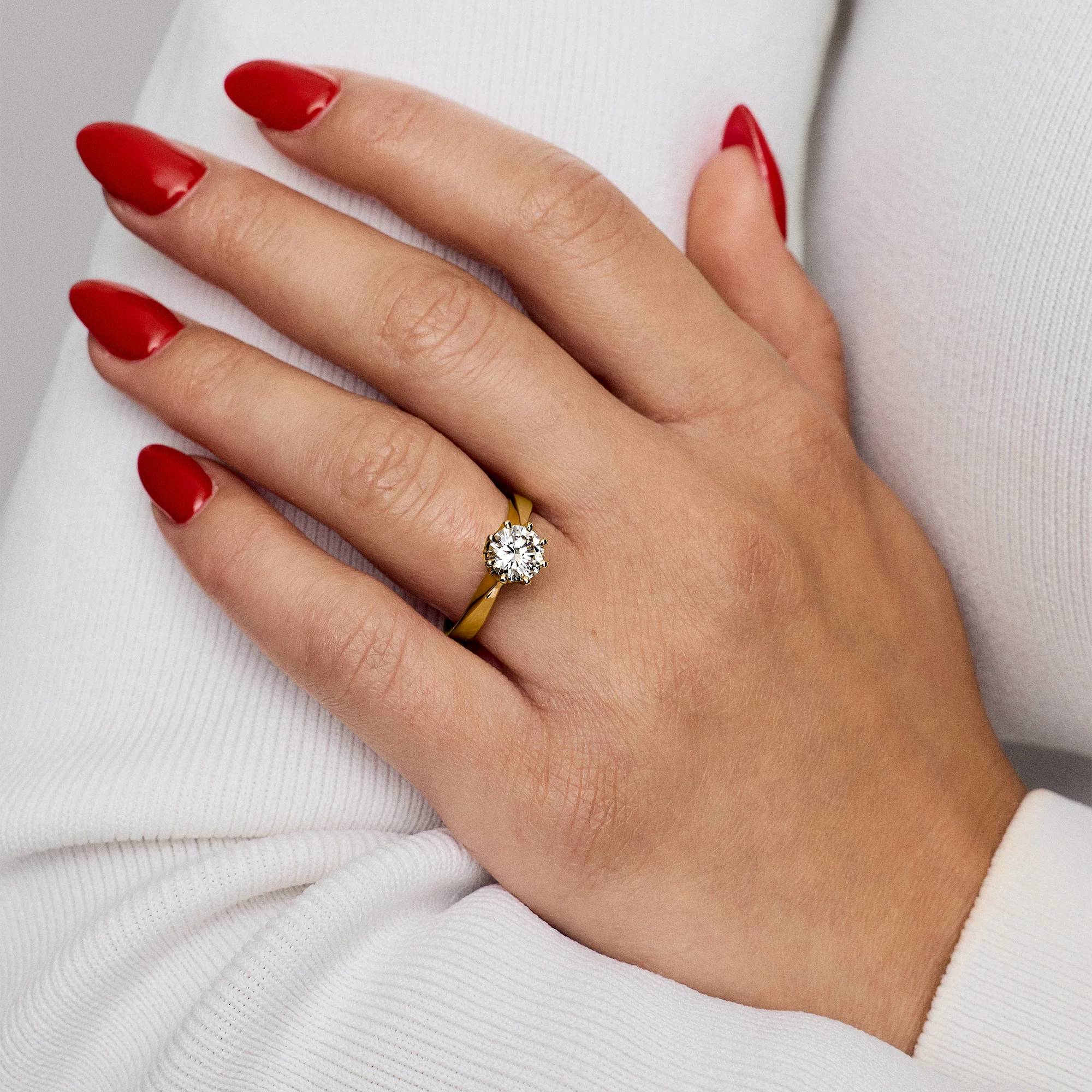 Solitaire ring 0.96ct 18K yellow gold - Image 2