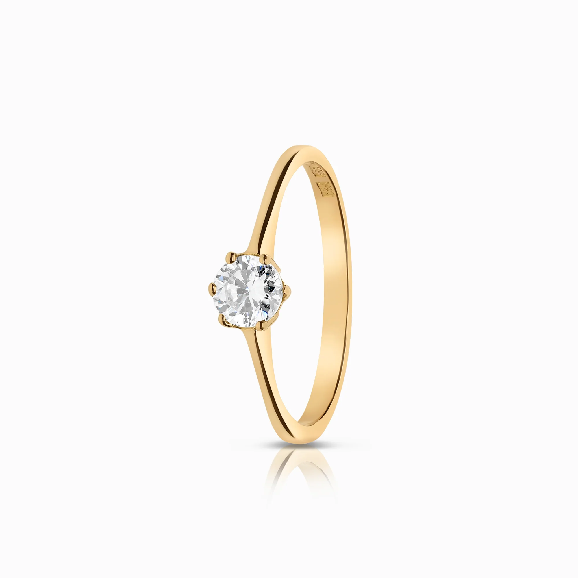 Solitaire ring cubic zirconia 18K gold