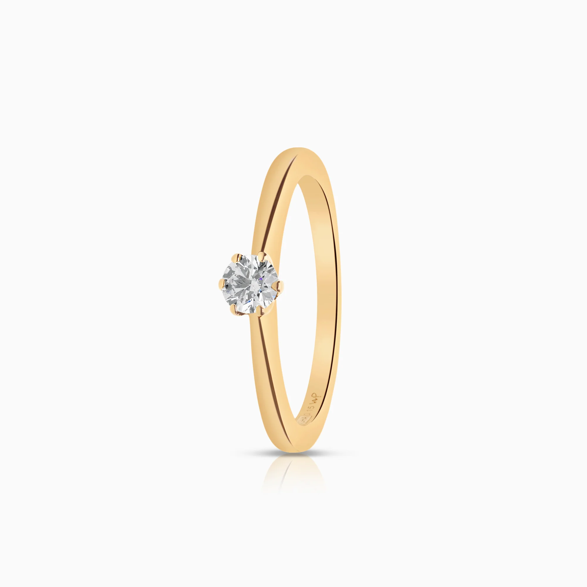 Solitaire diamond ring 0.15ct 18K gold