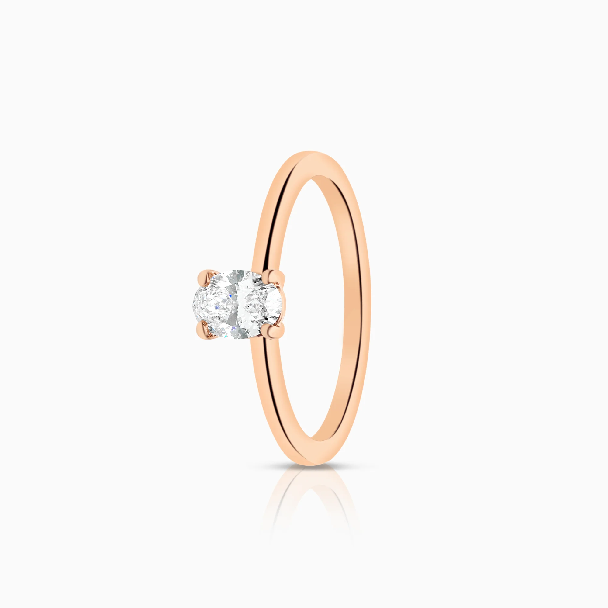 Solitaire ring lab-grown diamond 0.40ct 18K rose gold