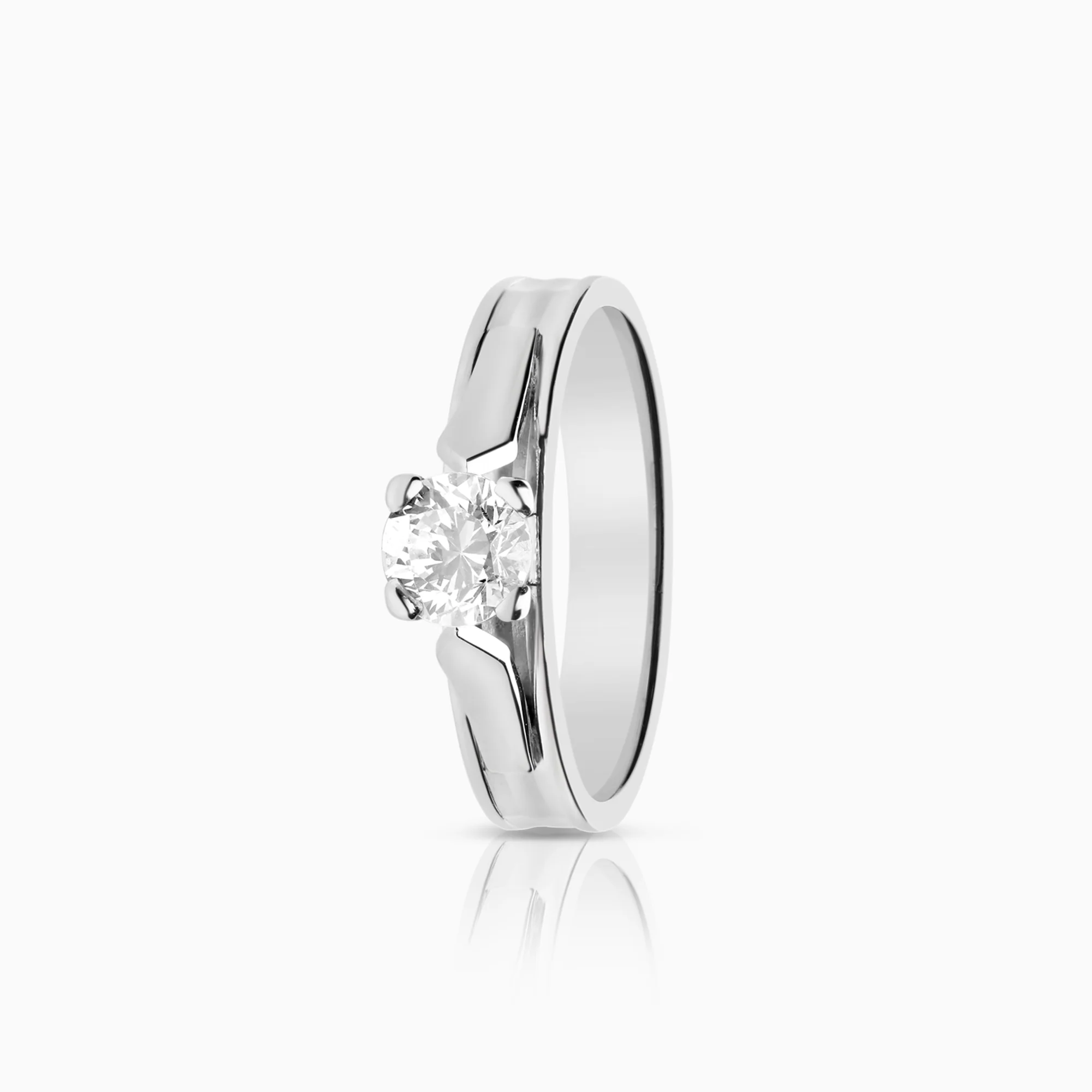 Solitaire Ring with Cubic 18K White Gold