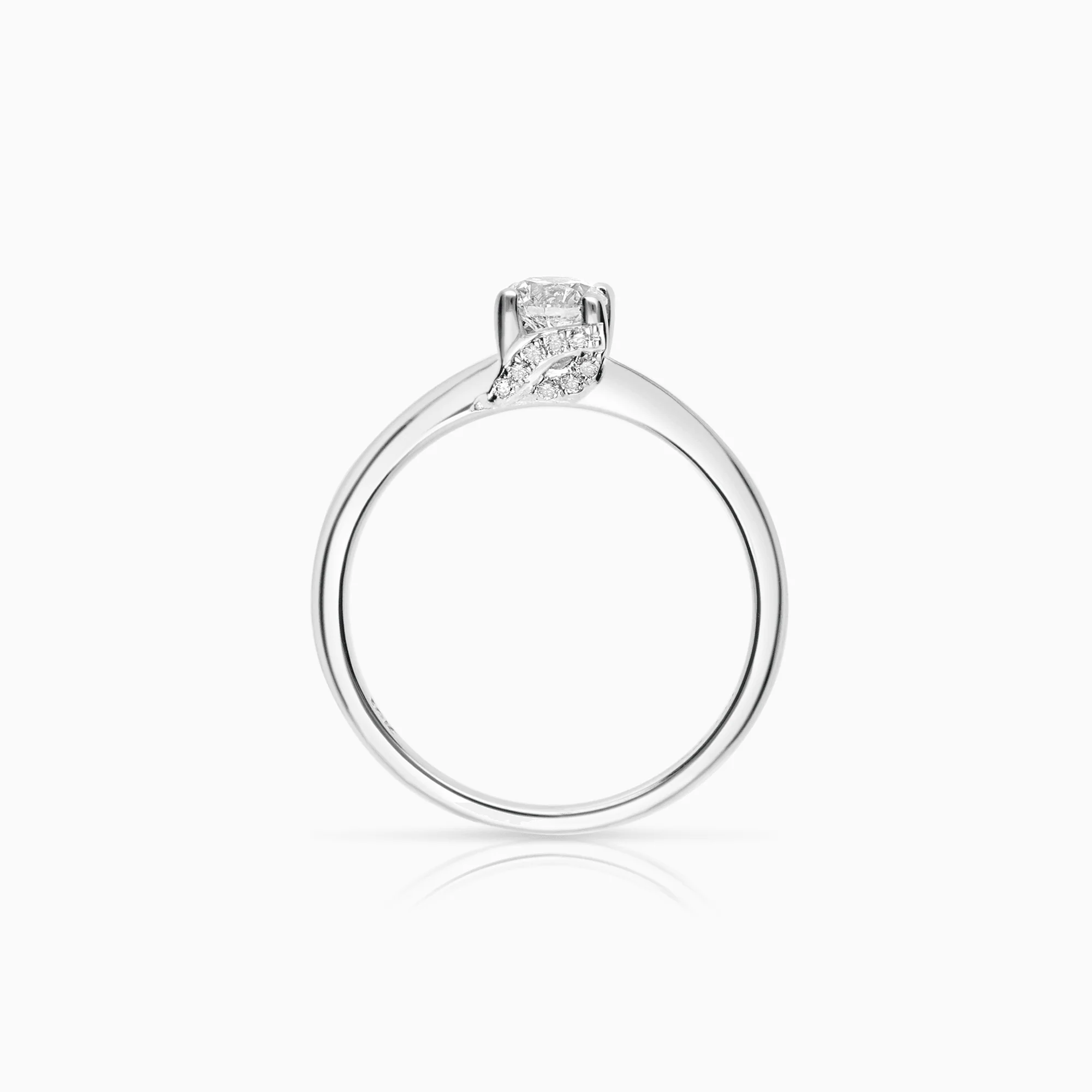 Solitaire ring with diamonds set on the setting 0.37ct 18K white gold - Image 2
