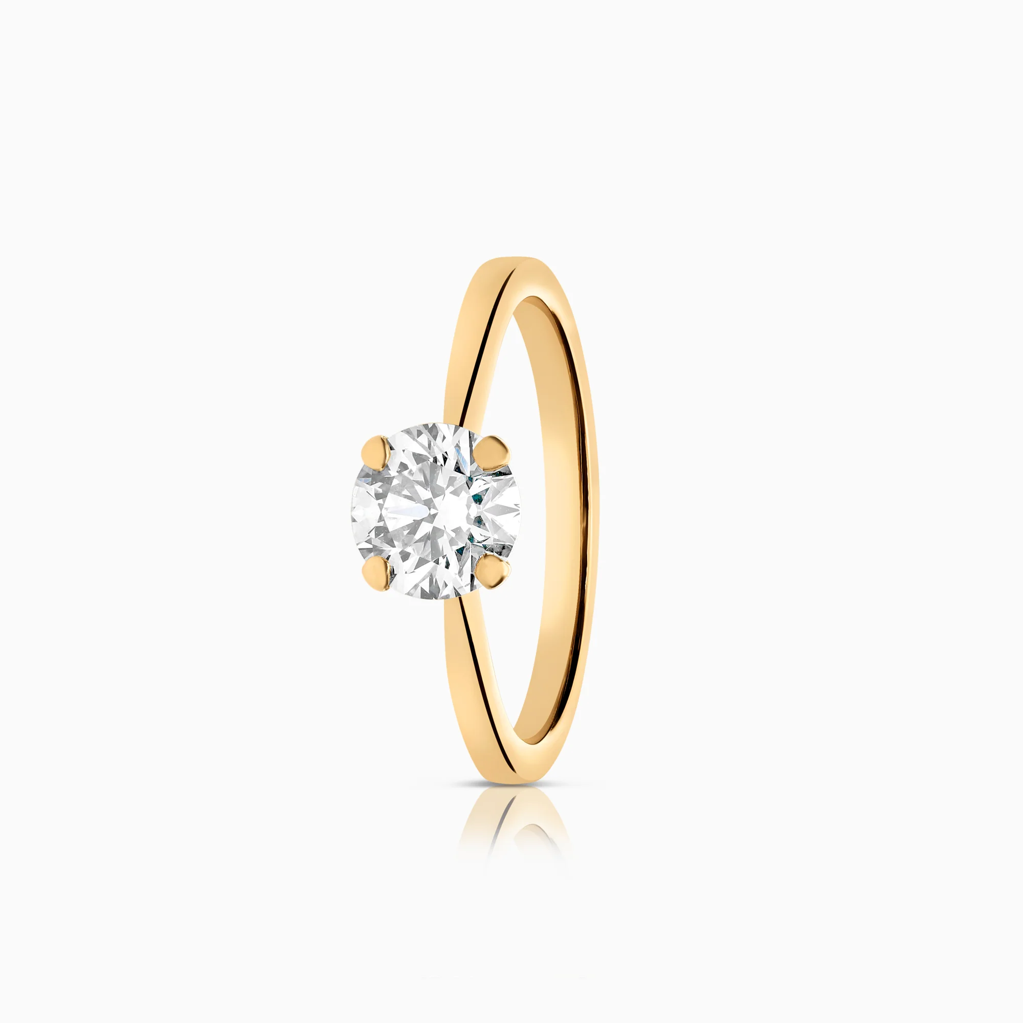 Solitaire ring with lab-grown diamond 0.85ct 18K yellow gold