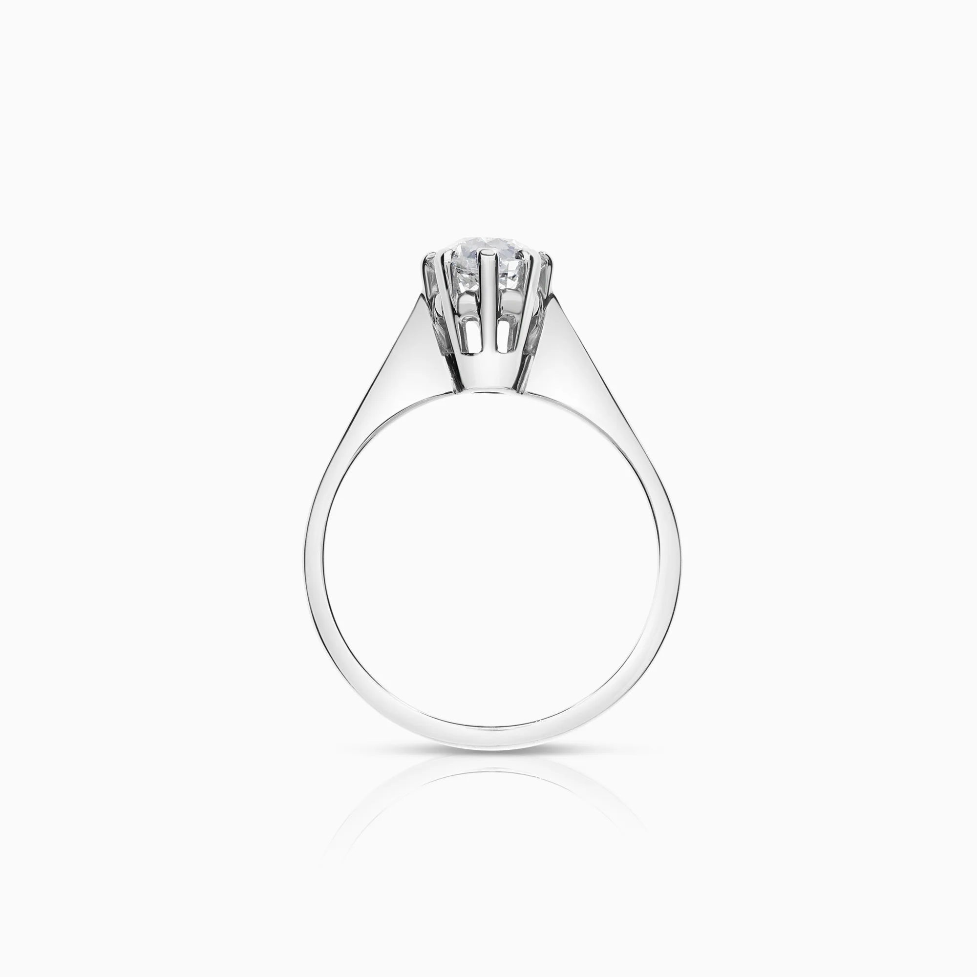 Solitaire ring old cut 1.10ct 18K white gold - Image 3