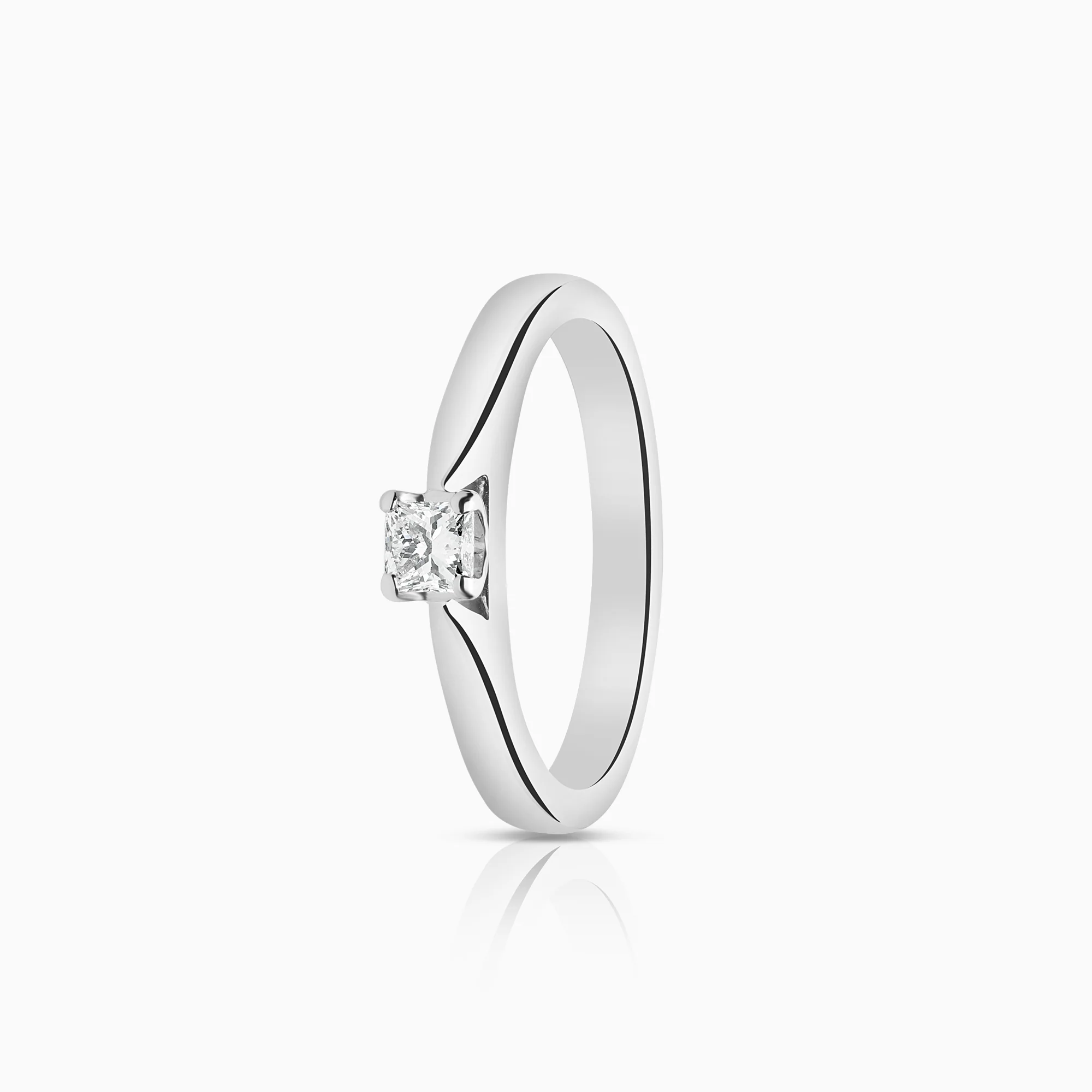 Solitaire ring princess 0.20ct 18K white gold