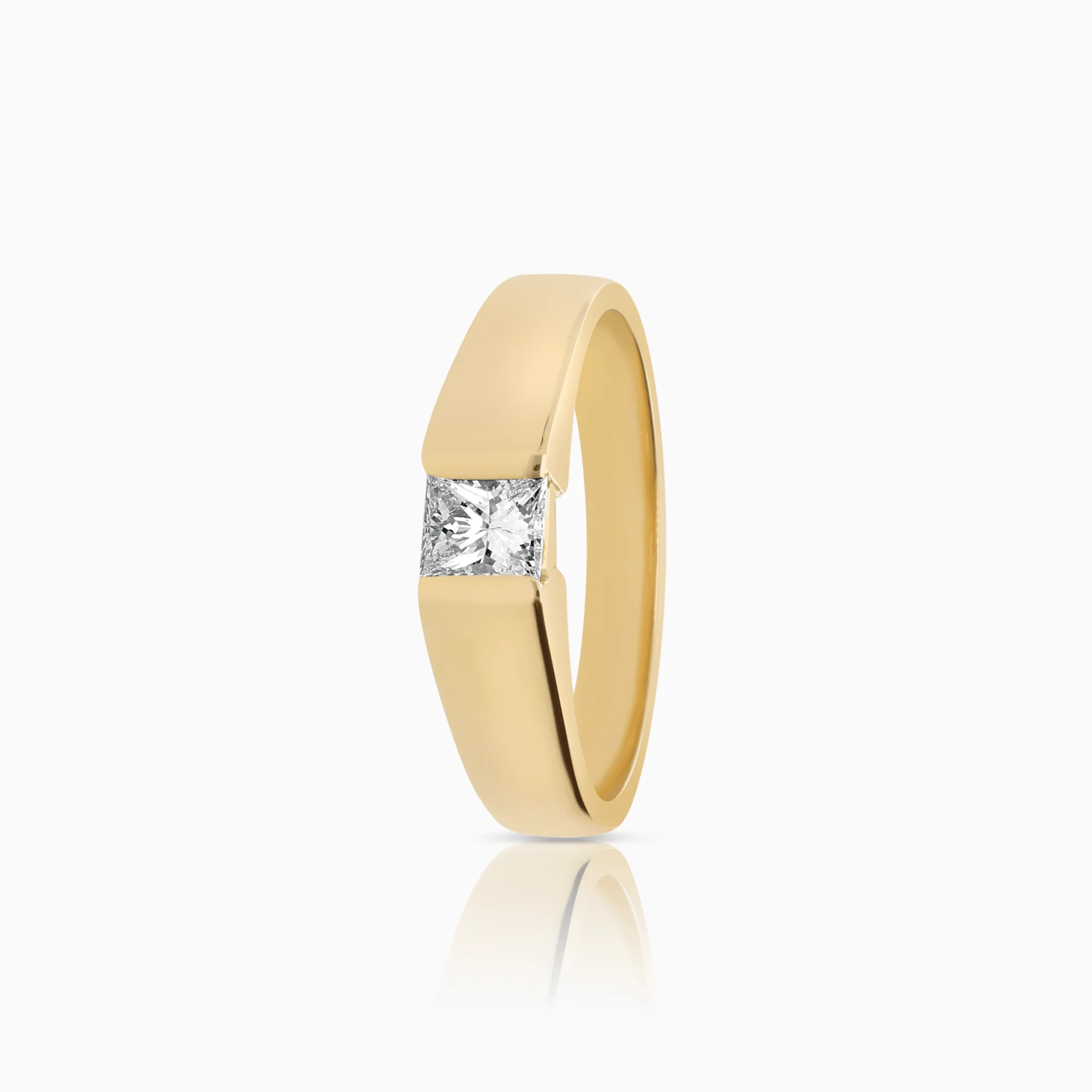 Princess diamond ring 0.50ct 18K yellow gold