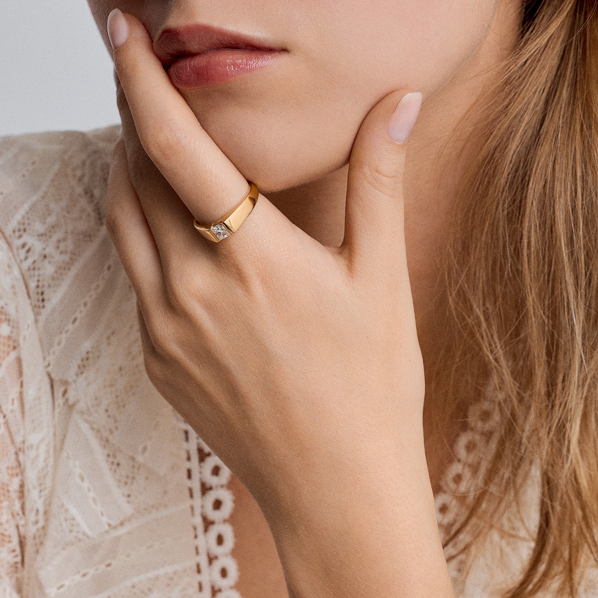 Princess diamond ring 0.50ct 18K yellow gold - Image 2