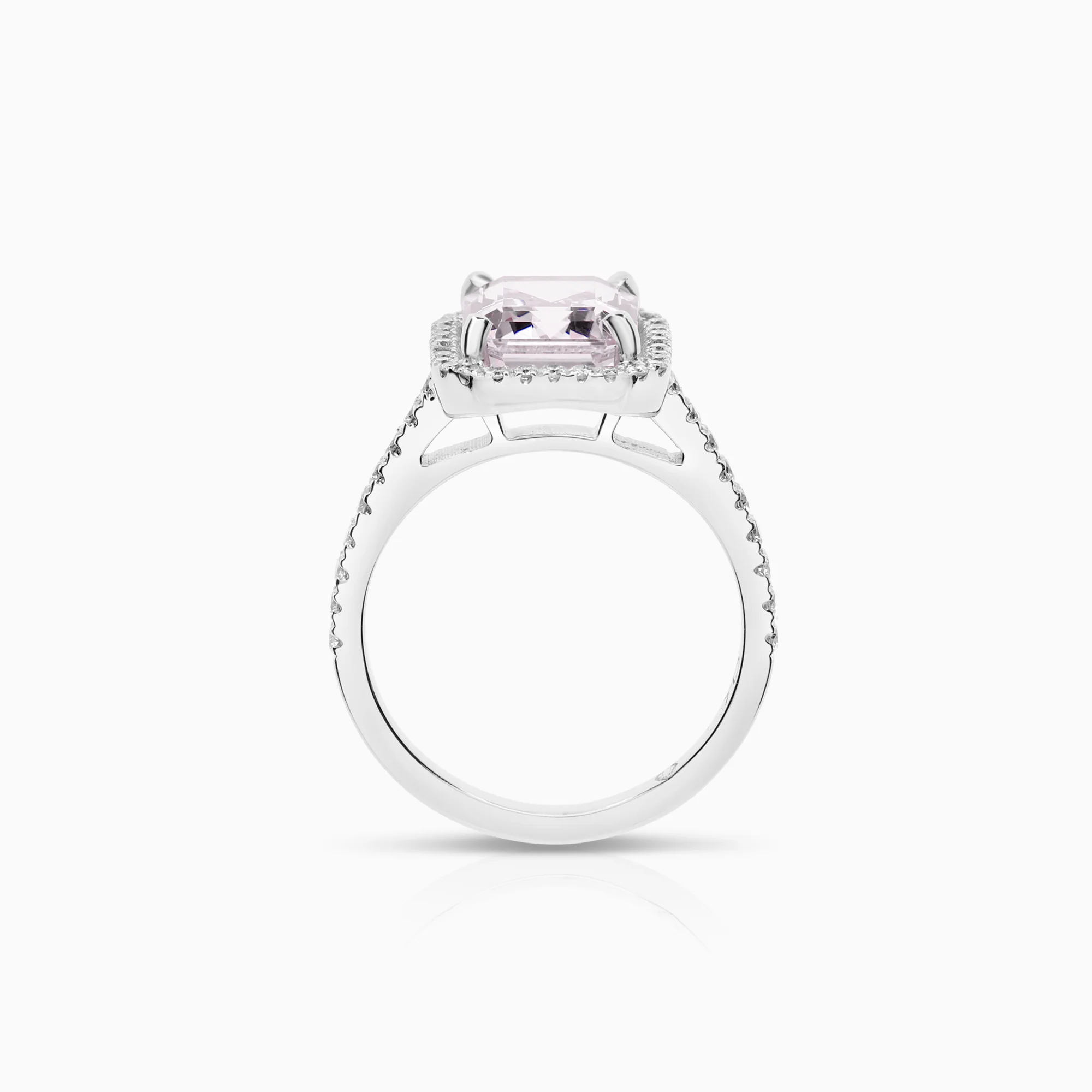 Statement ring with kunzite 0.43ct 18K white gold - Image 2