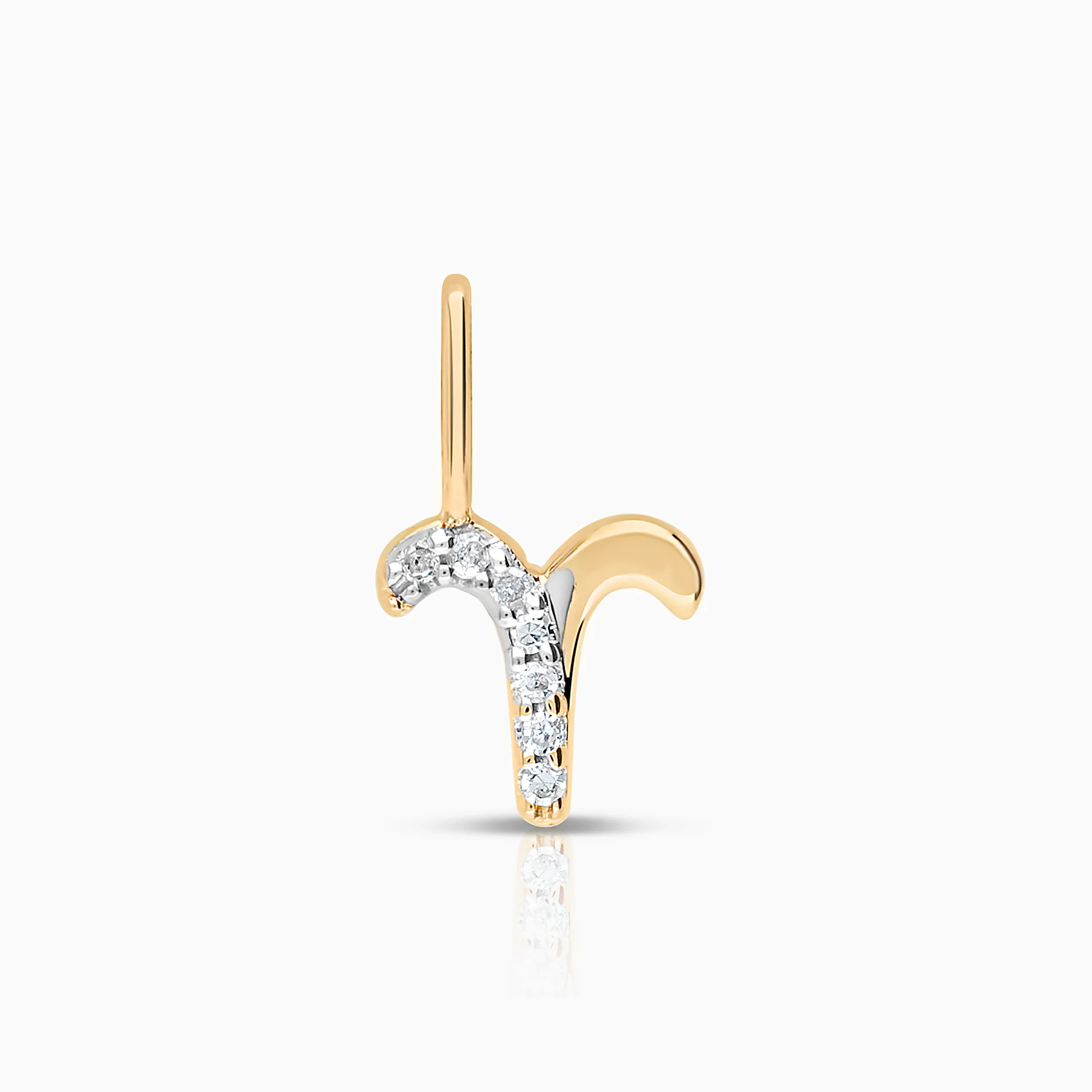 Zodiac sign pendant 0.02ct 18K gold