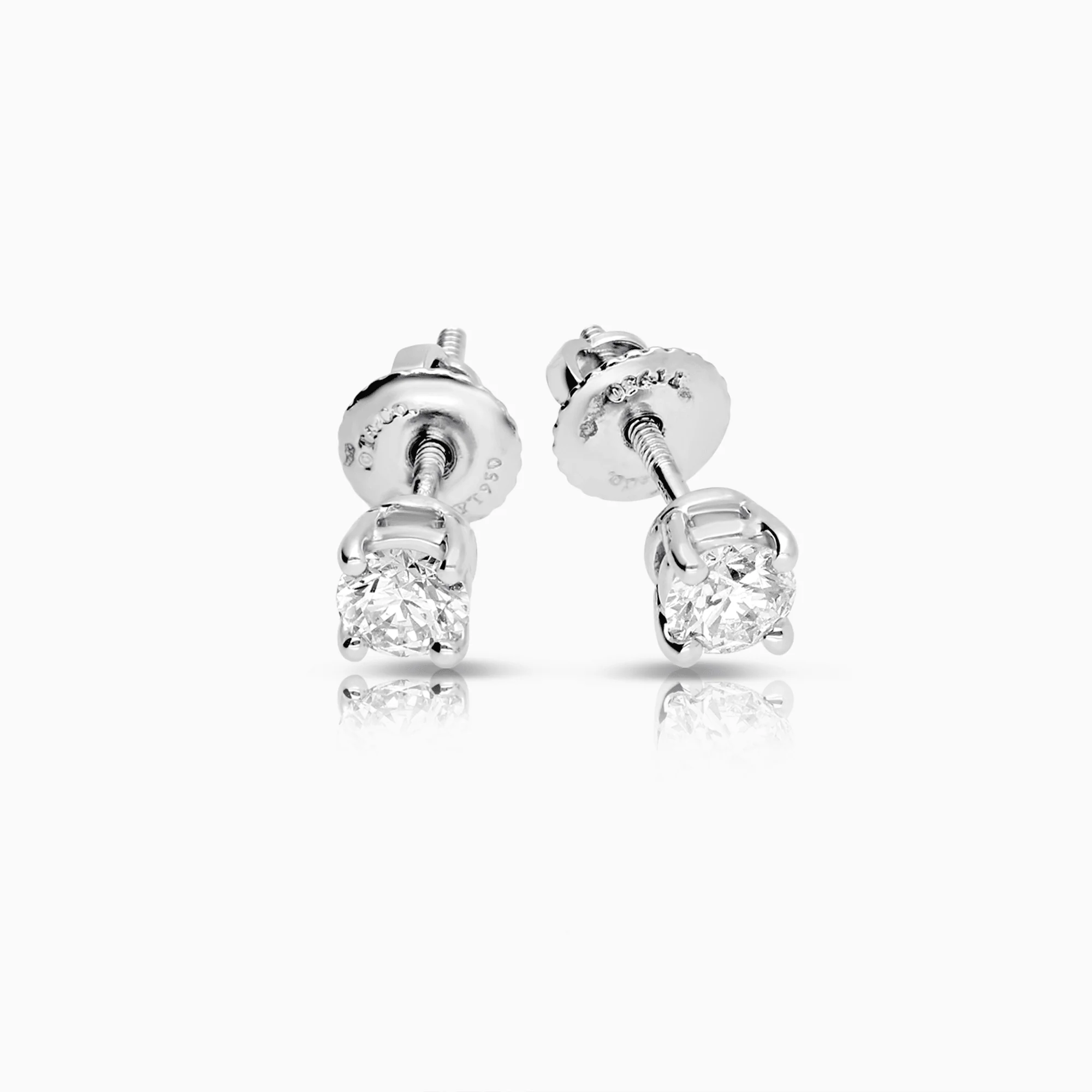 Tiffany & Co solitaire earrings 0.49ct 18K white gold - Image 2
