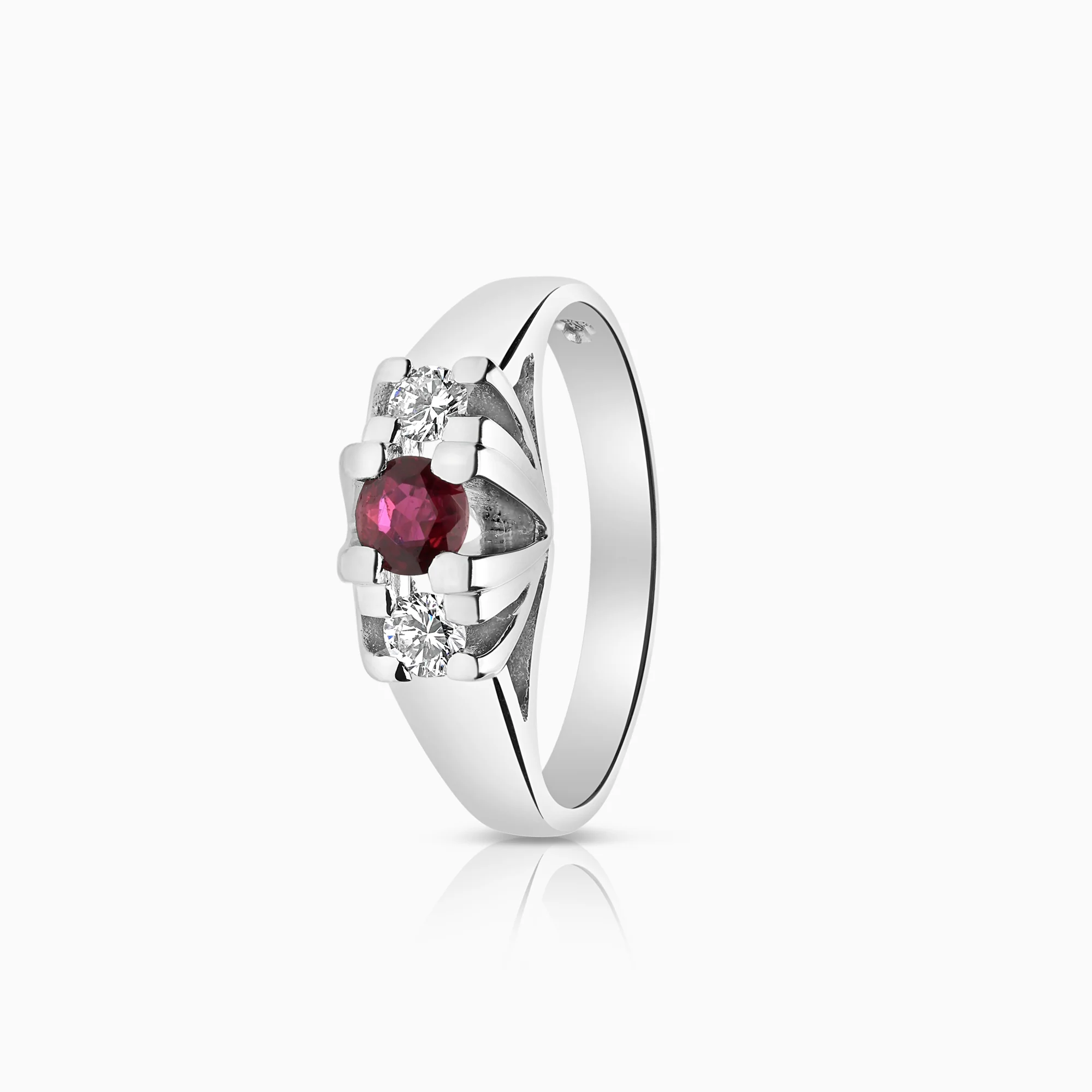 Three-stone ring 0.16ct 18K white gold