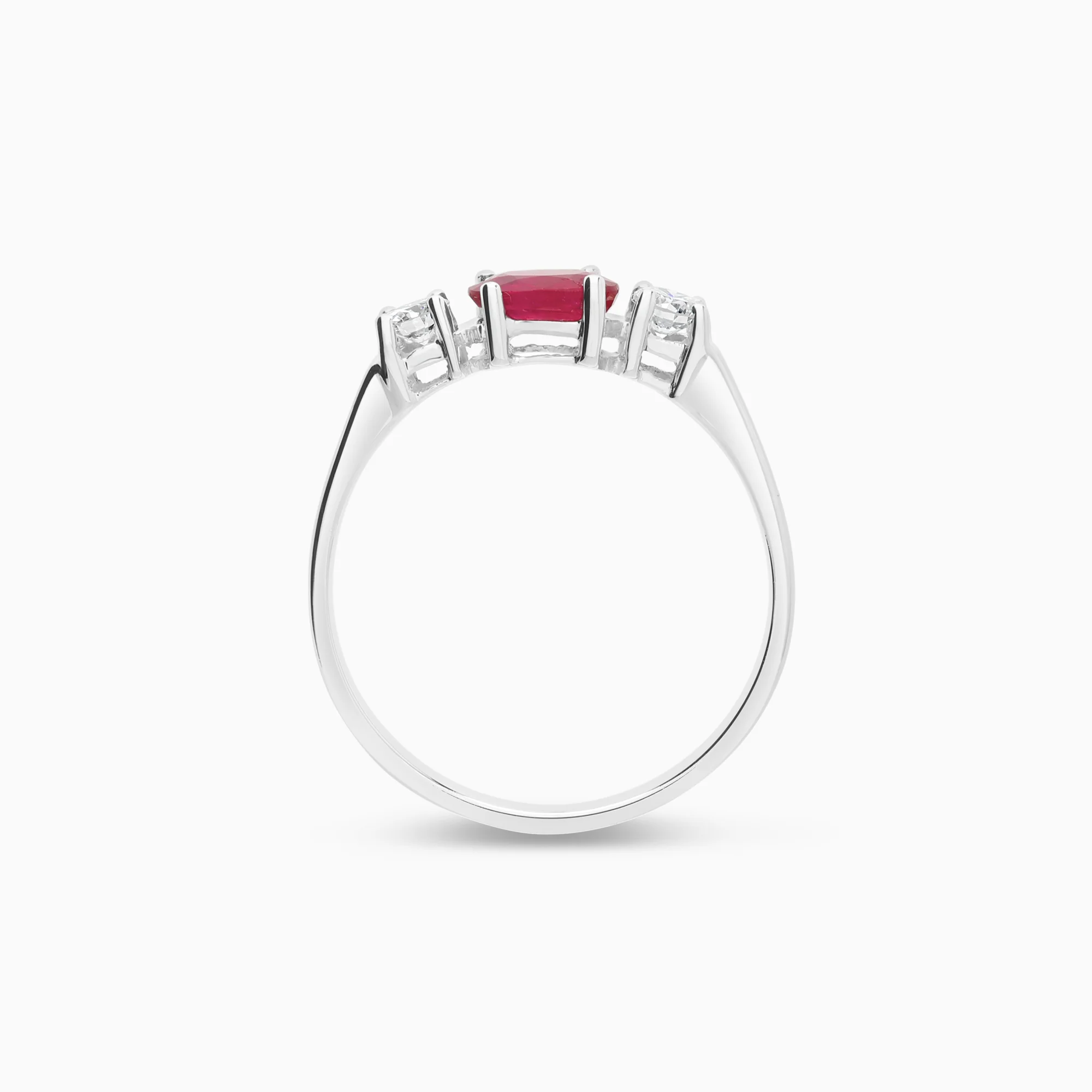 Three-stone ring with ruby 0.18ct 18K white gold - Image 2