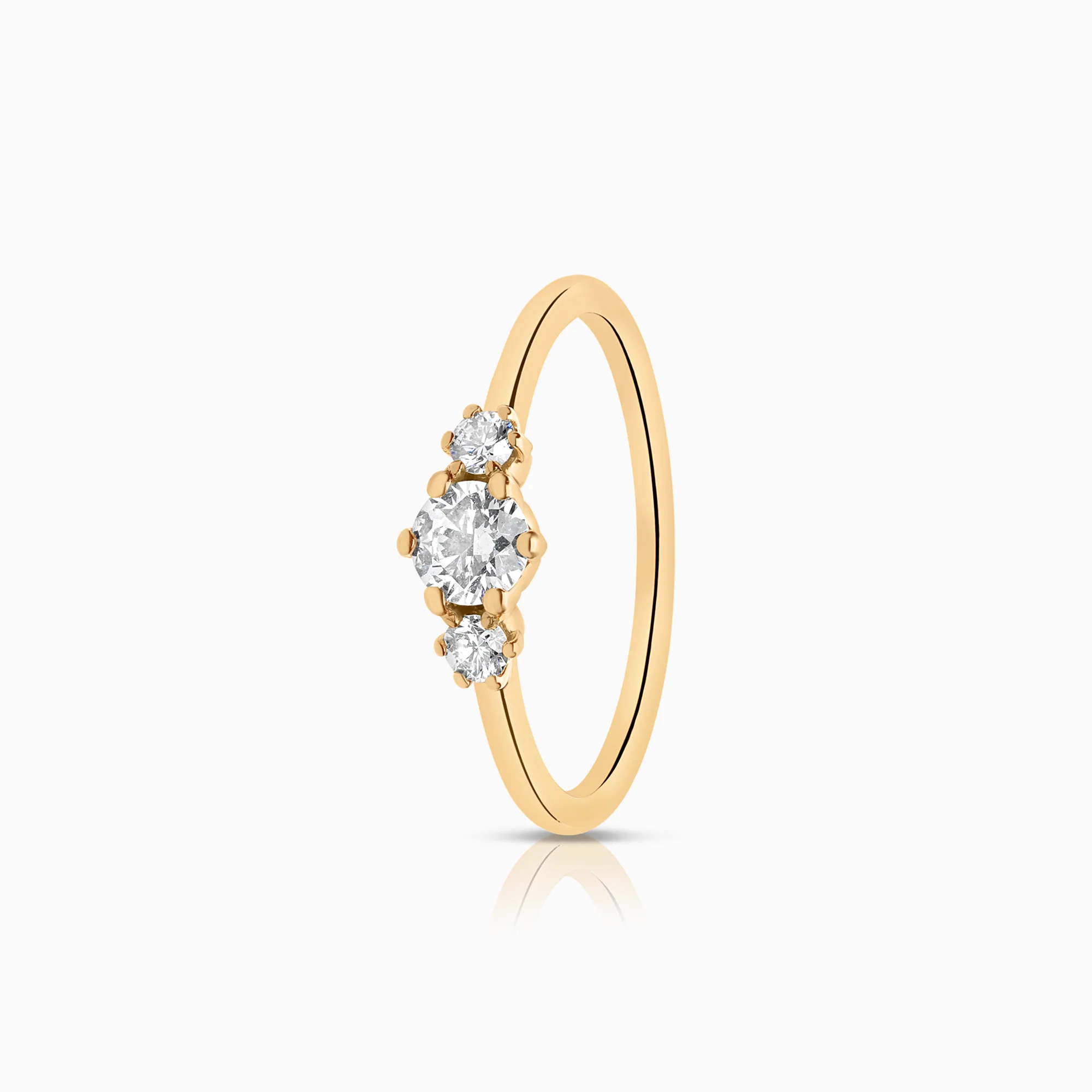 Three-stone ring lab-grown diamonds 0.41ct 18K gold