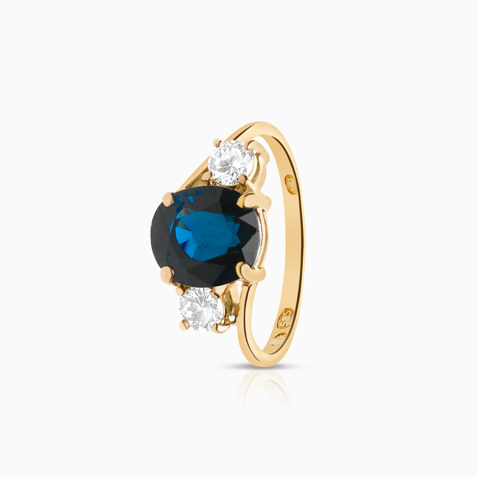 Three-stone ring sapphire 0.33ct 14K gold