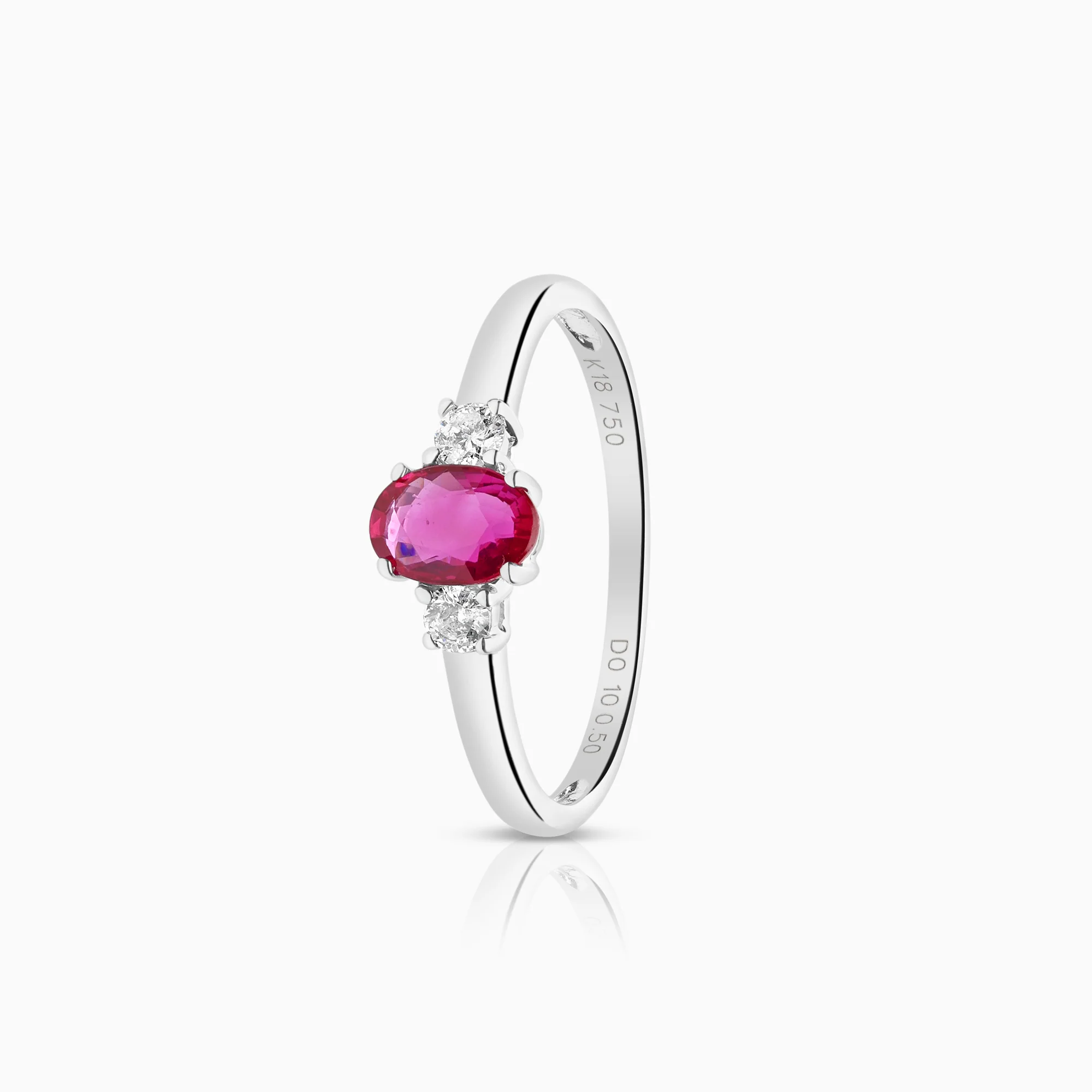 Three-stone ring 0.10ct 18K white gold