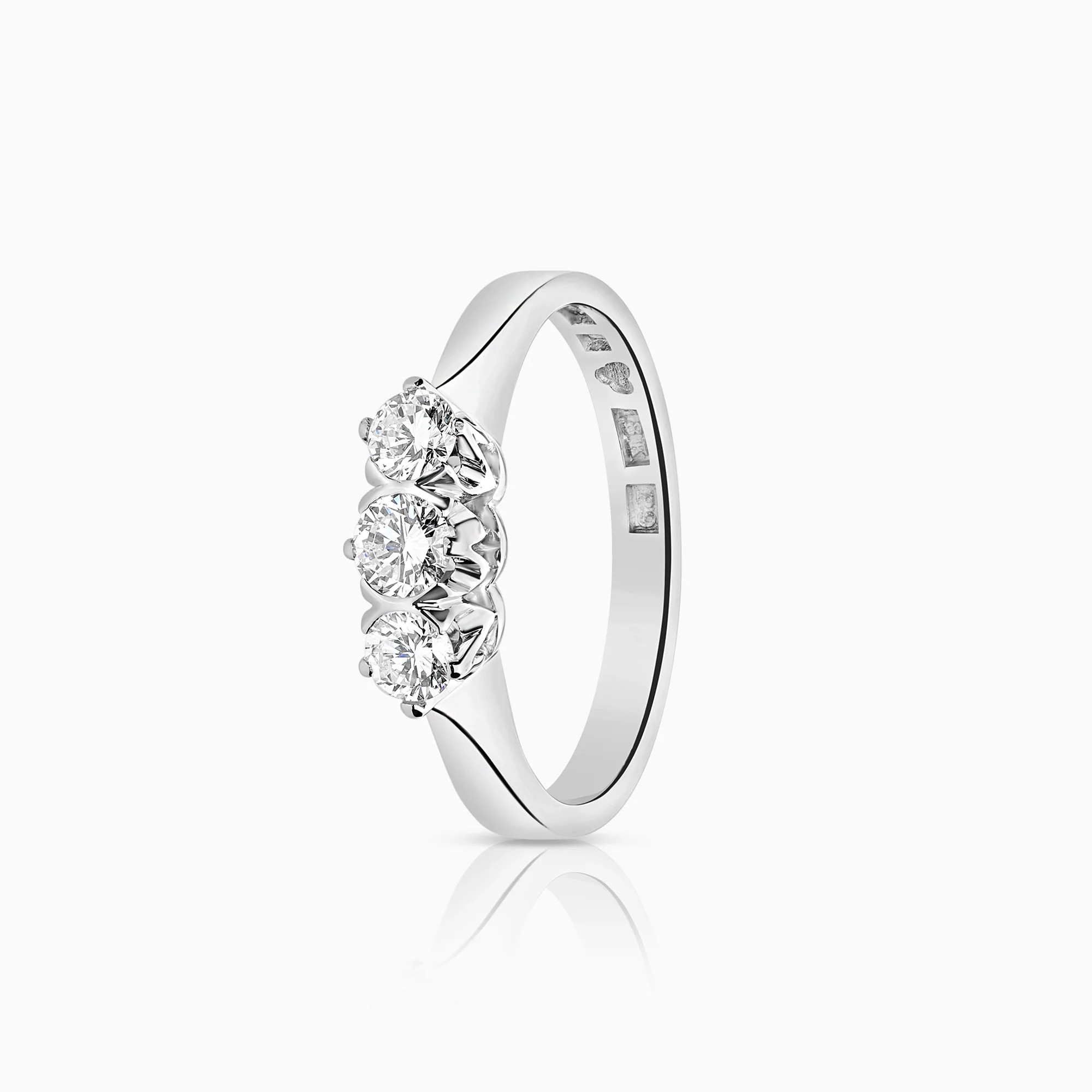 Three-stone ring 0.34ct 18K white gold