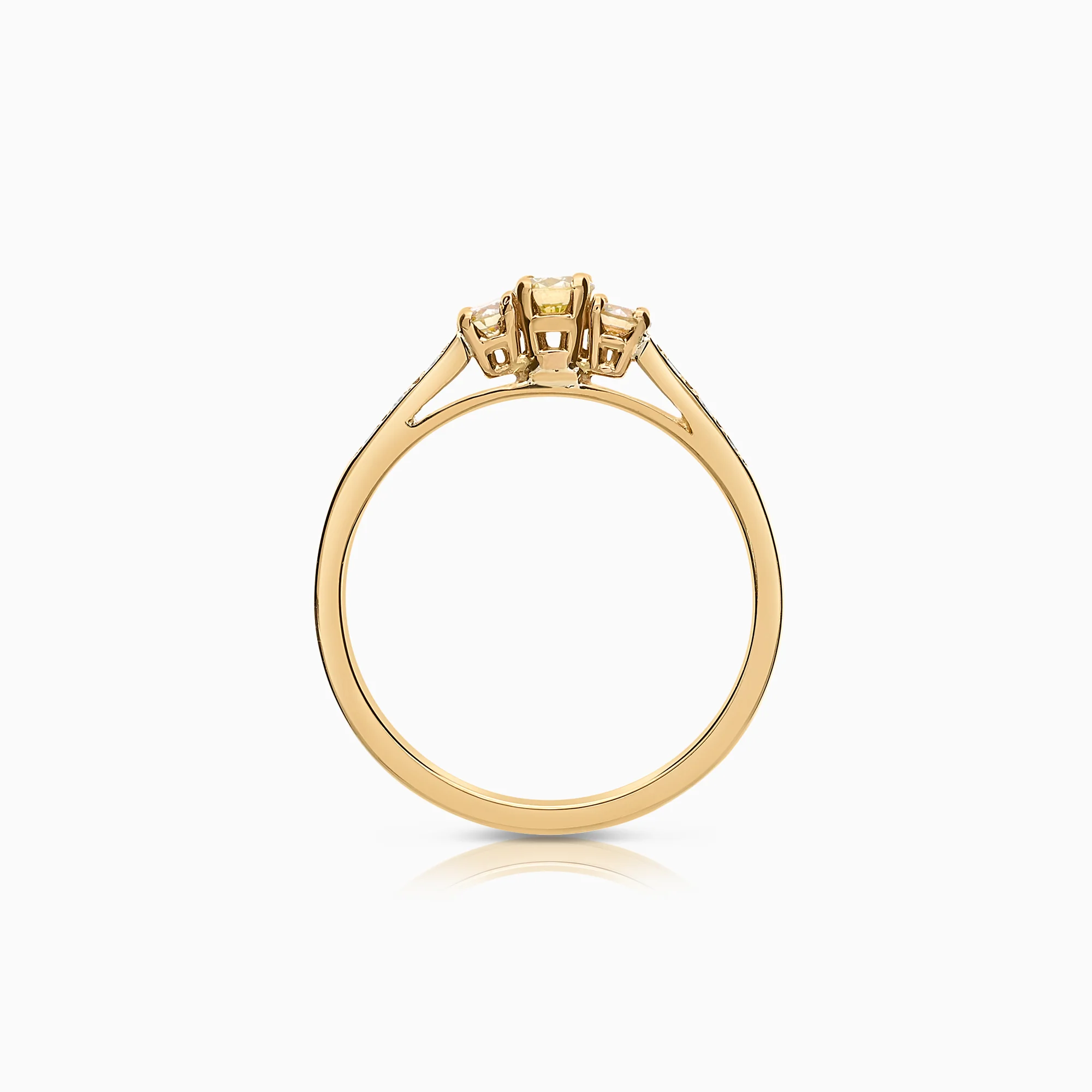 Three-stone ring with side stones 0.40ct 18K gold - Image 2