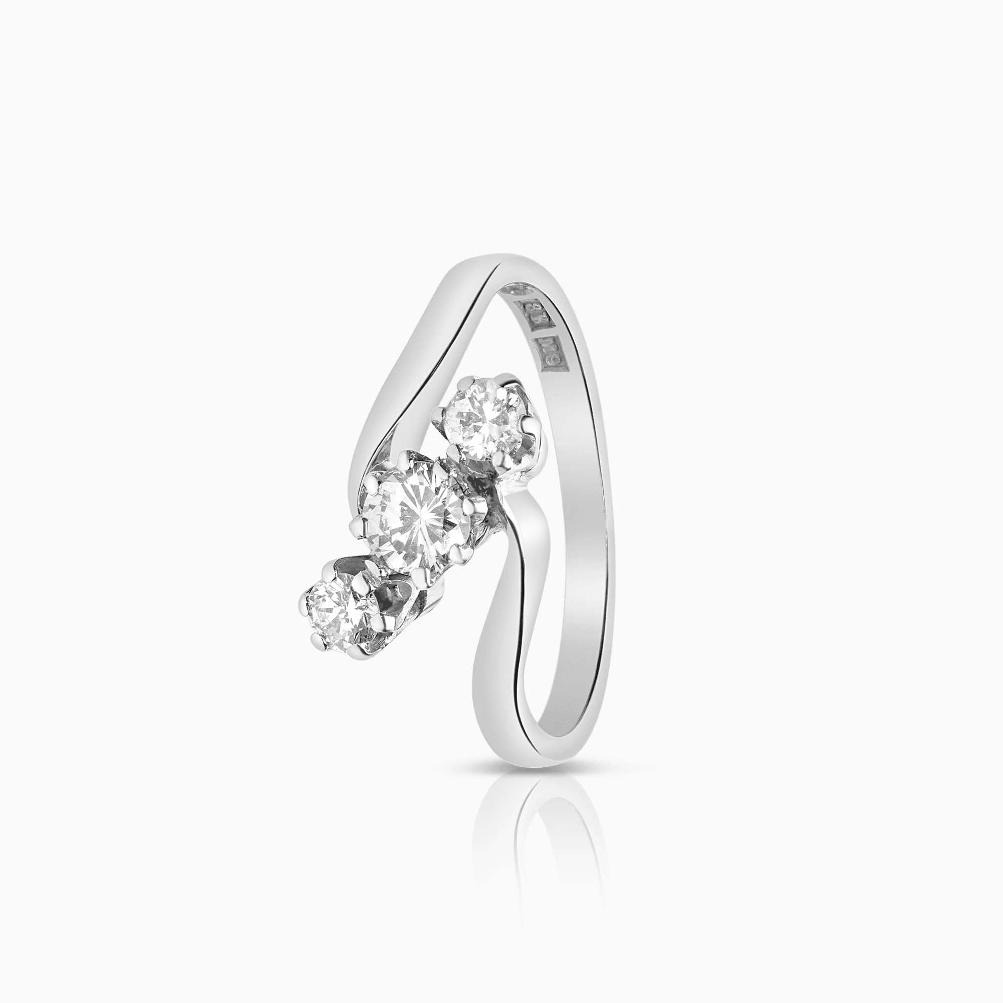 Trilogy three-stone ring 0.38ct 18K white gold - Image 4