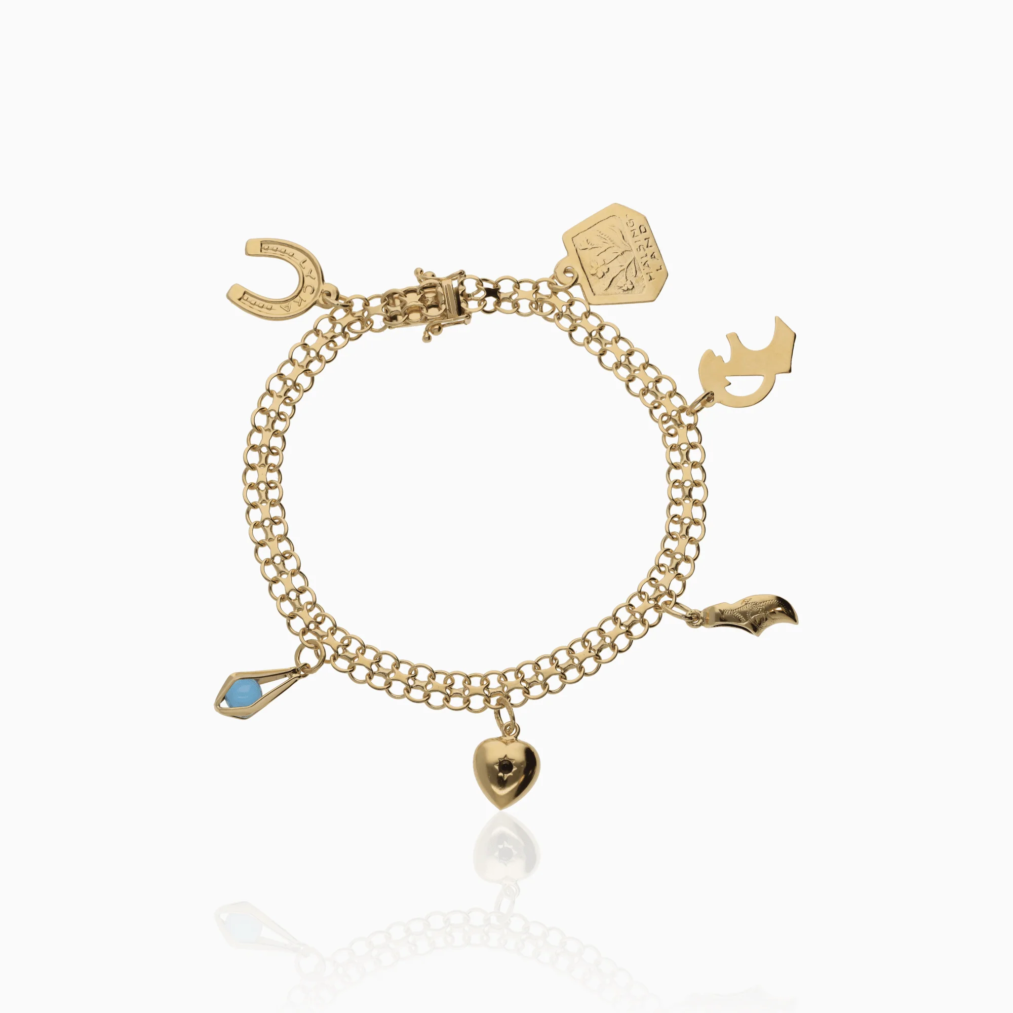 X-link bracelet with charms 10.65g 18K gold