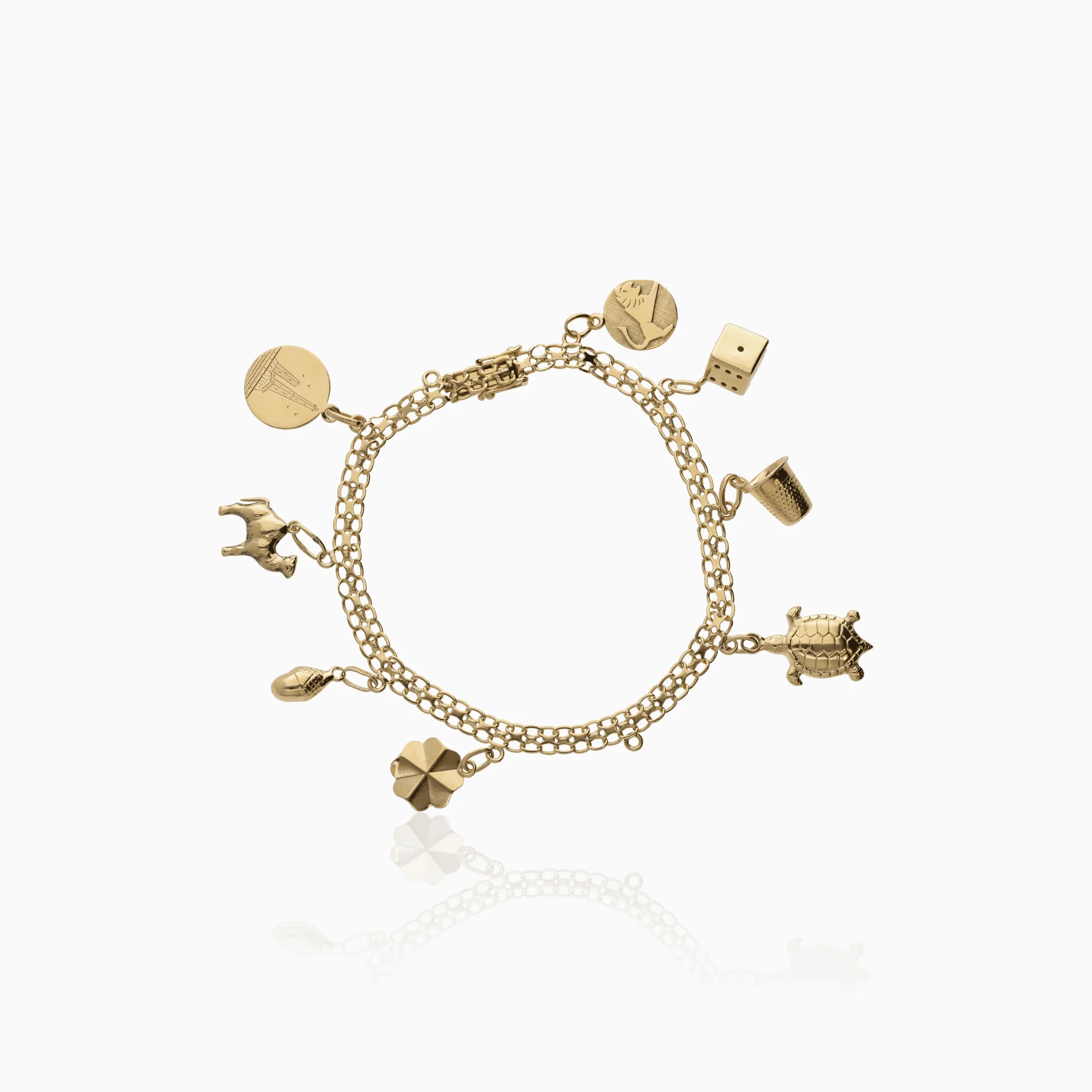 X-Link Bracelet with Charms 14.05g 18K Gold