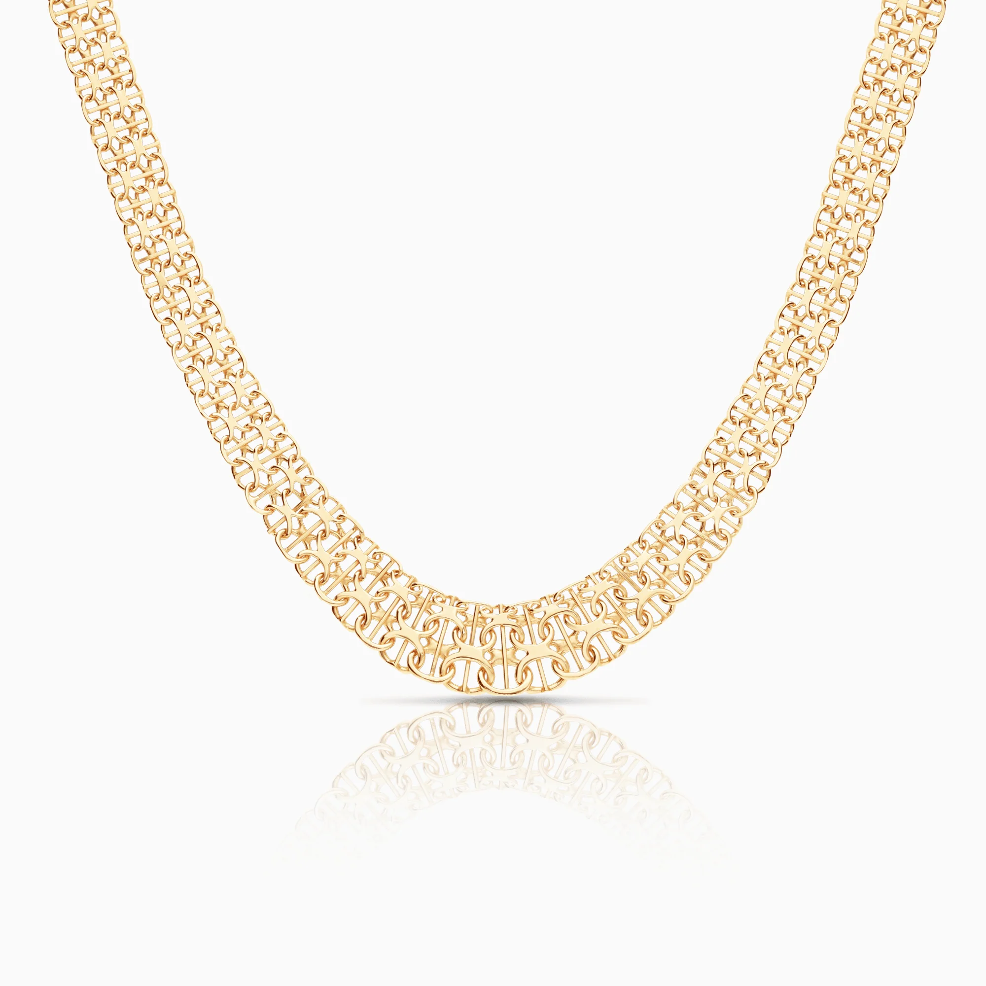 X-link necklace with bar 26.10g 18K gold