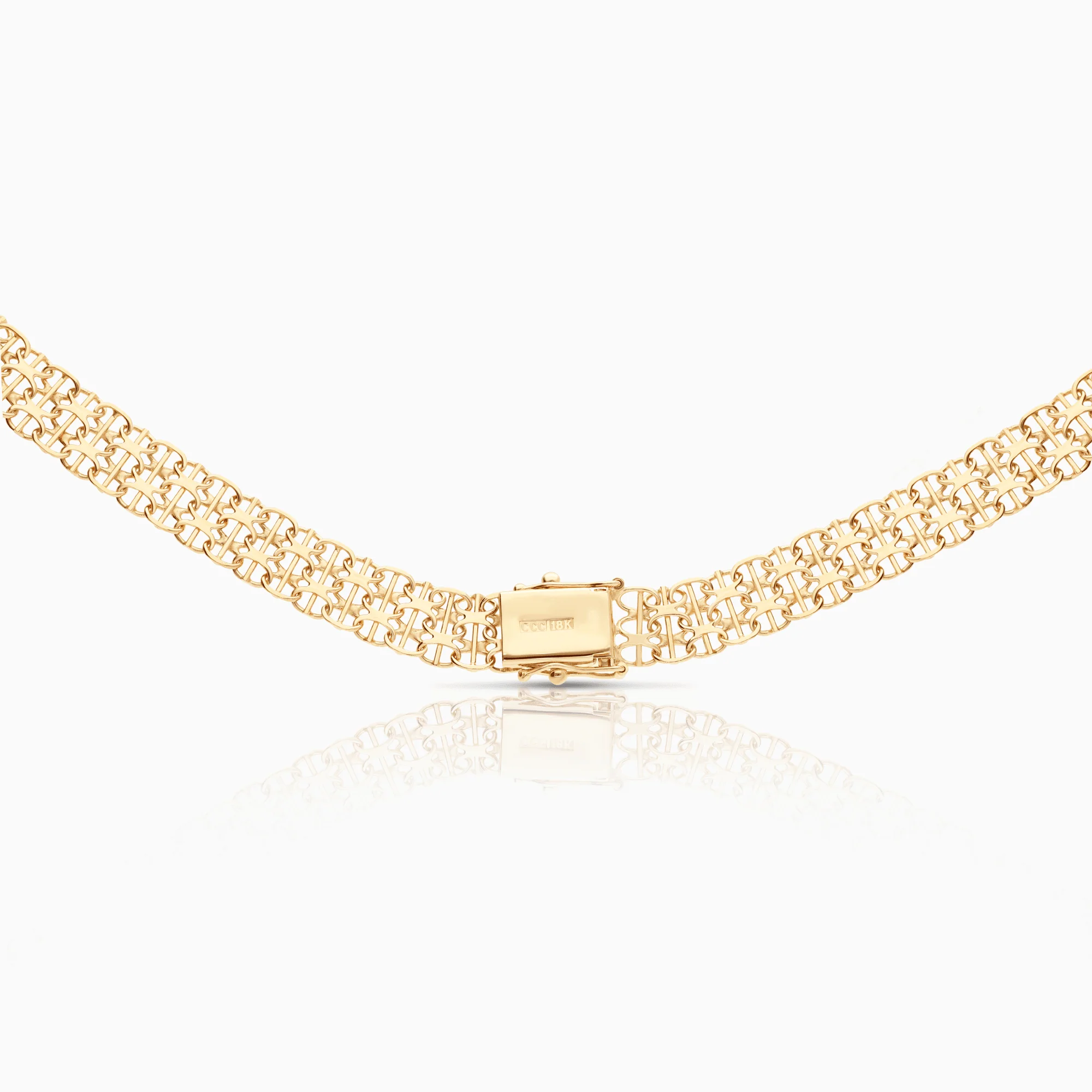 X-link necklace with bar 26.10g 18K gold - Image 2