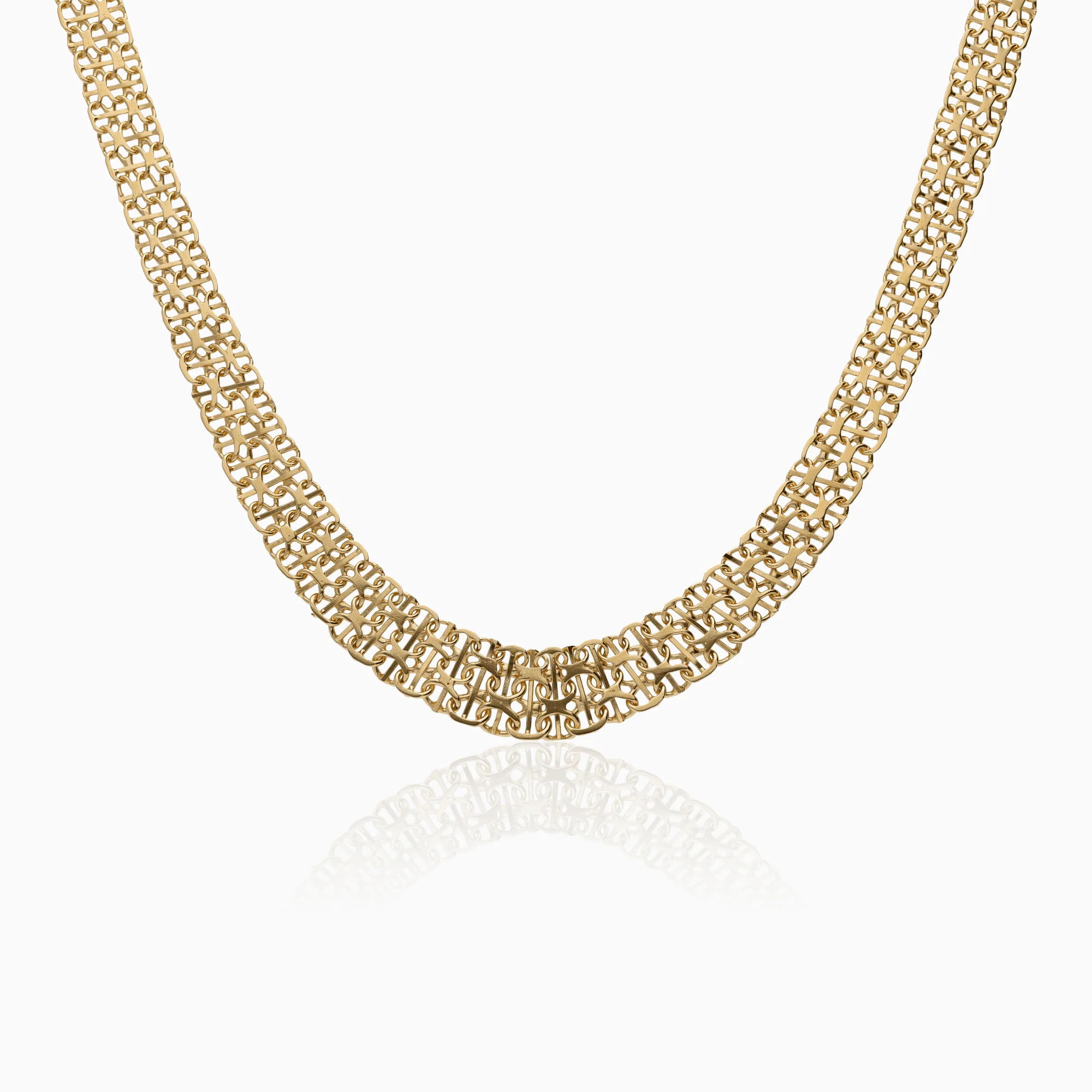 X-link necklace with bar 26.25g 18K gold