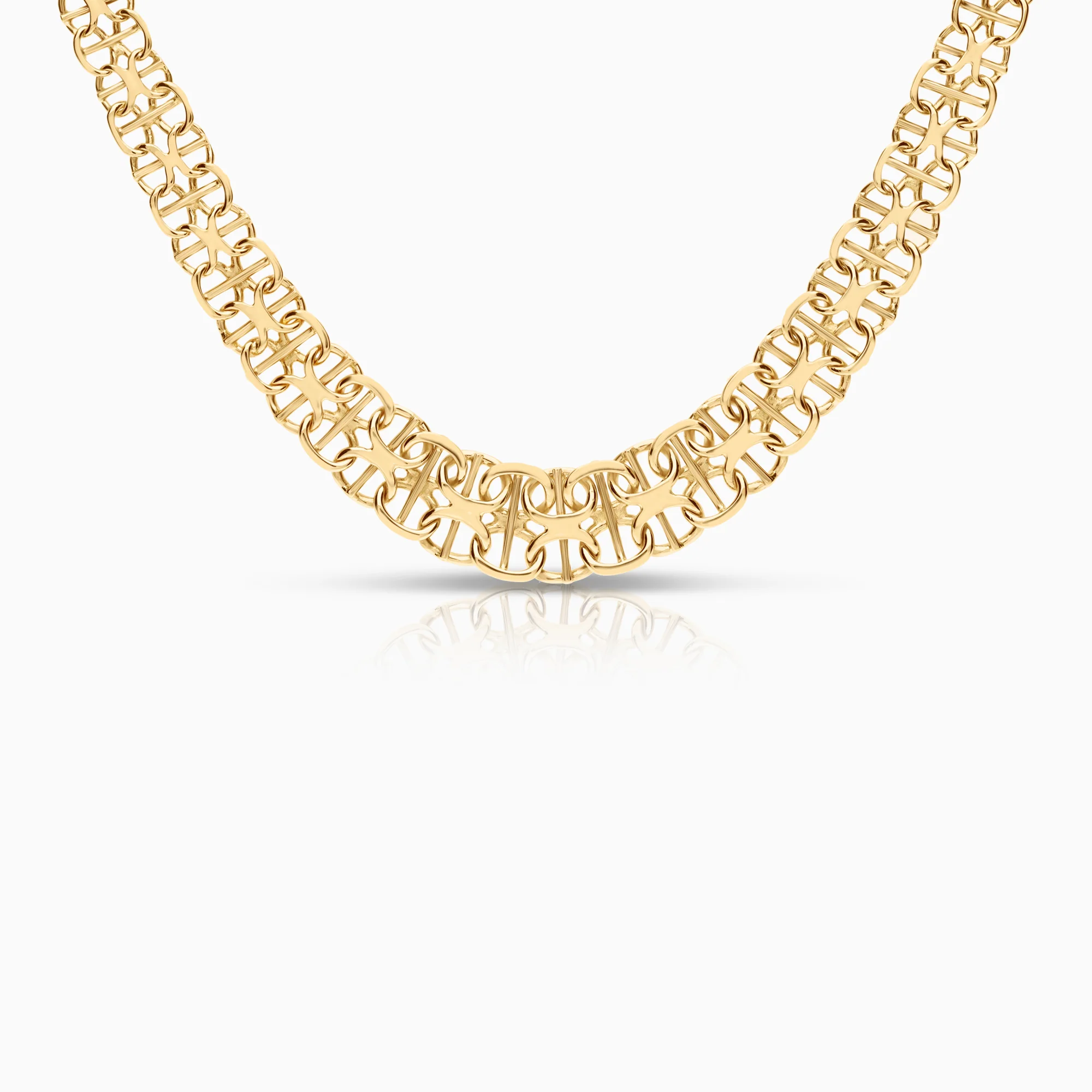 X-link with bar necklace 27.24g 18K gold