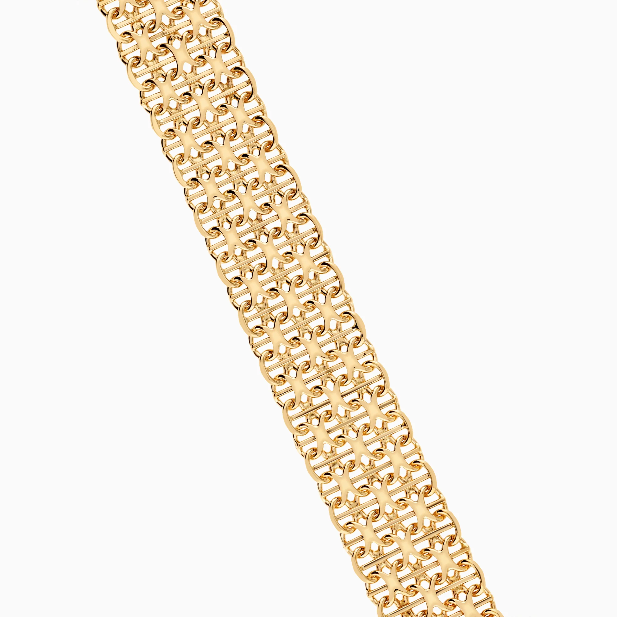 Bracelet X-link with bar 32.98g 18K gold