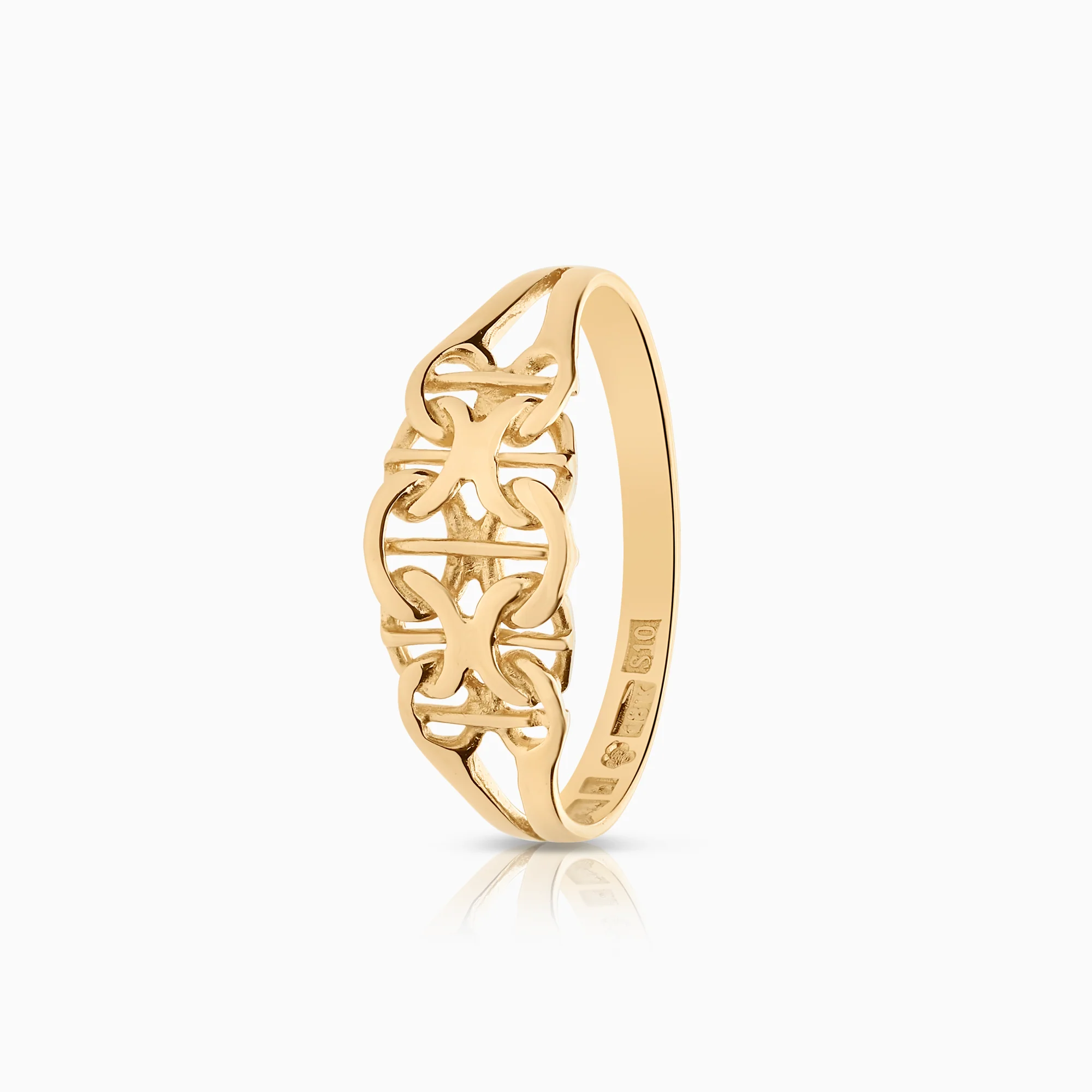 X-link with bar ring 1.63g 18K gold